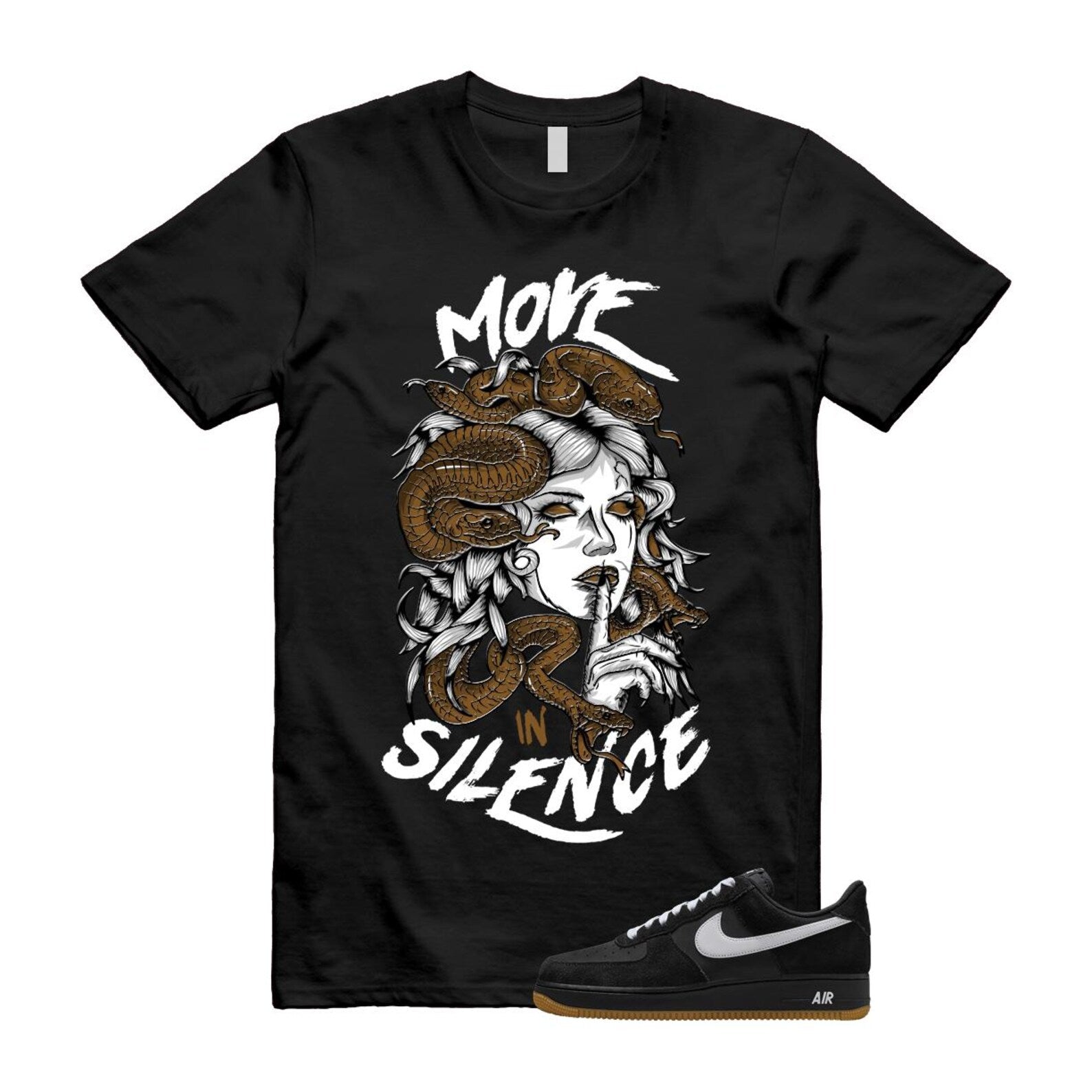 Air Force 1 Black White Gum Light Brown '07 LV8 T Shirt Match MIS IB6388-001 T-Shirt, Sneaker Match Tee