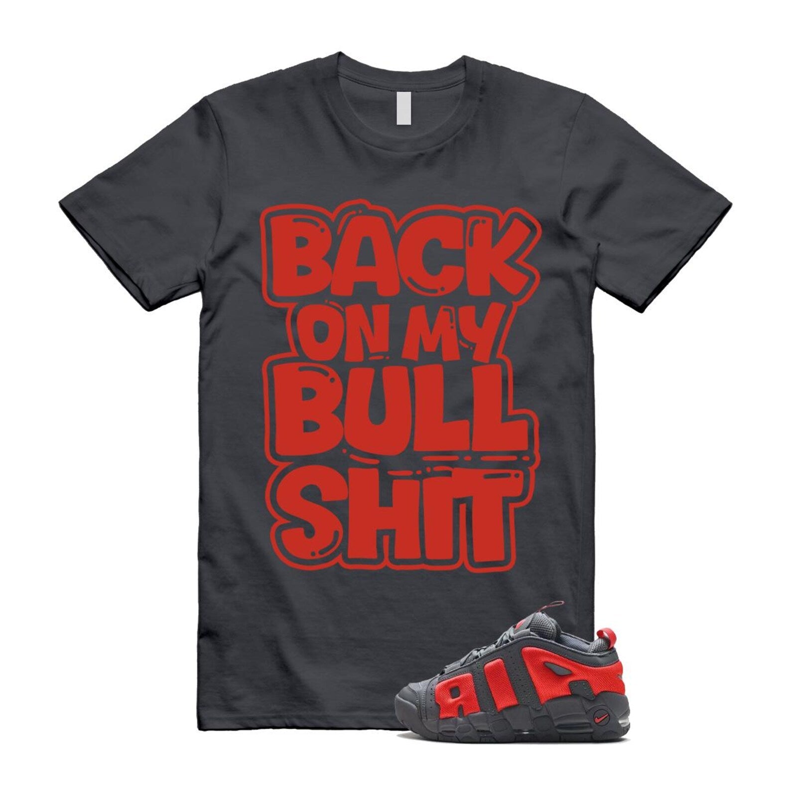 Uptempo Dark Grey Light Crimson Air More T Shirt Match BULL FZ3055-002 T-Shirt, Sneaker Match Tee