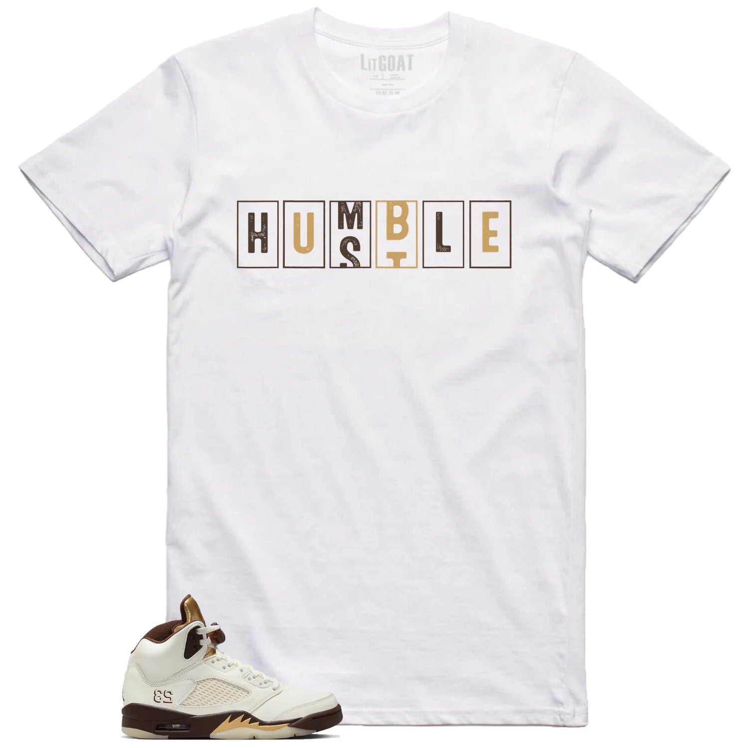 Jordan 5 Retro Golden Ticket, Hustle Humble T-Shirt DD9336-200 T-Shirt, Sneaker Match Tee