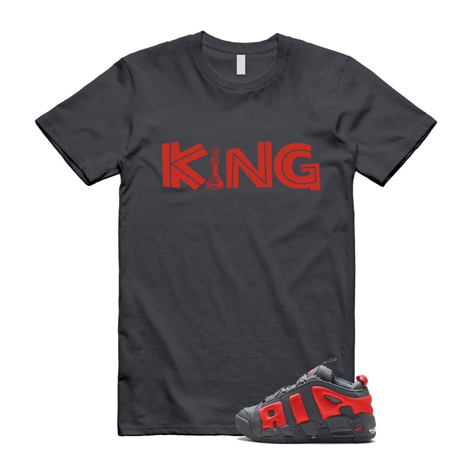 Uptempo Dark Grey Light Crimson Air More T Shirt Match KING FZ3055-002 T-Shirt, Sneaker Match Tee