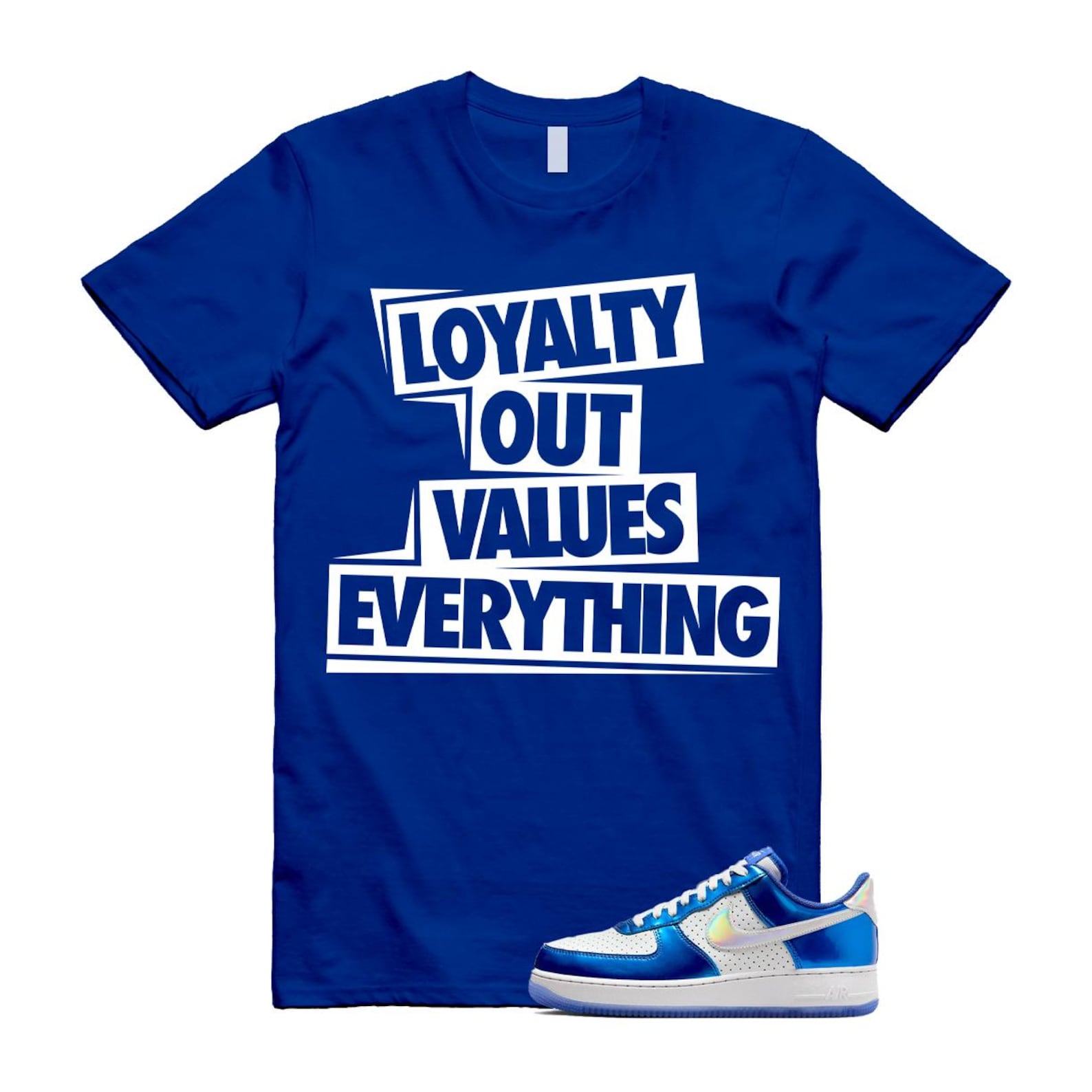 Air Force 1 Blue Light Photo Photon Dust Racer '07 LV8 T Shirt Match LOVE HV5751-435 T-Shirt, Sneaker Match Tee