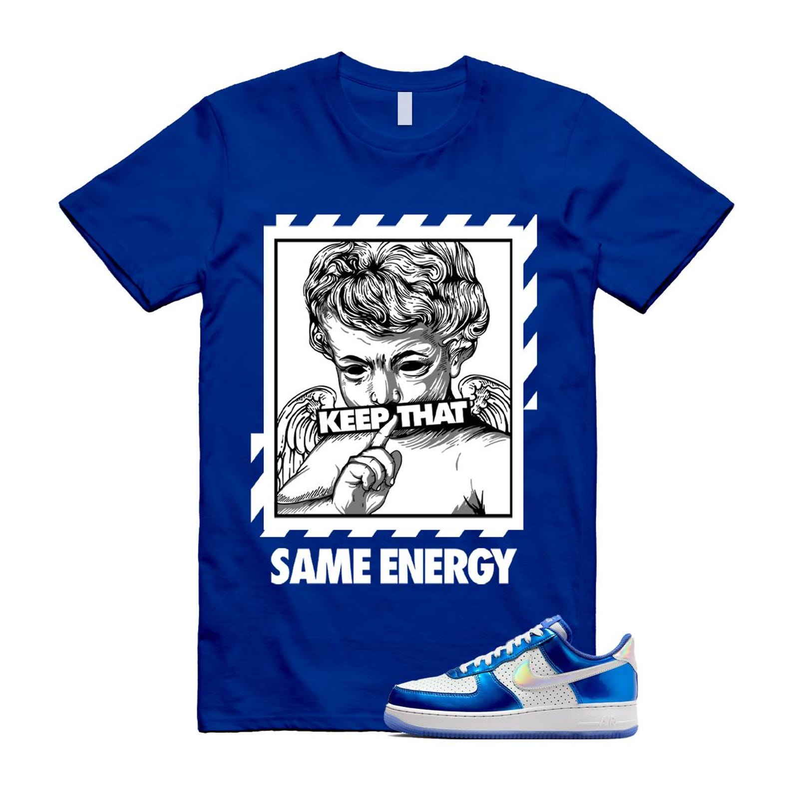 Air Force 1 Blue Light Photo Photon Dust Racer '07 LV8 T Shirt Match ENERGY HV5751-435 T-Shirt, Sneaker Match Tee