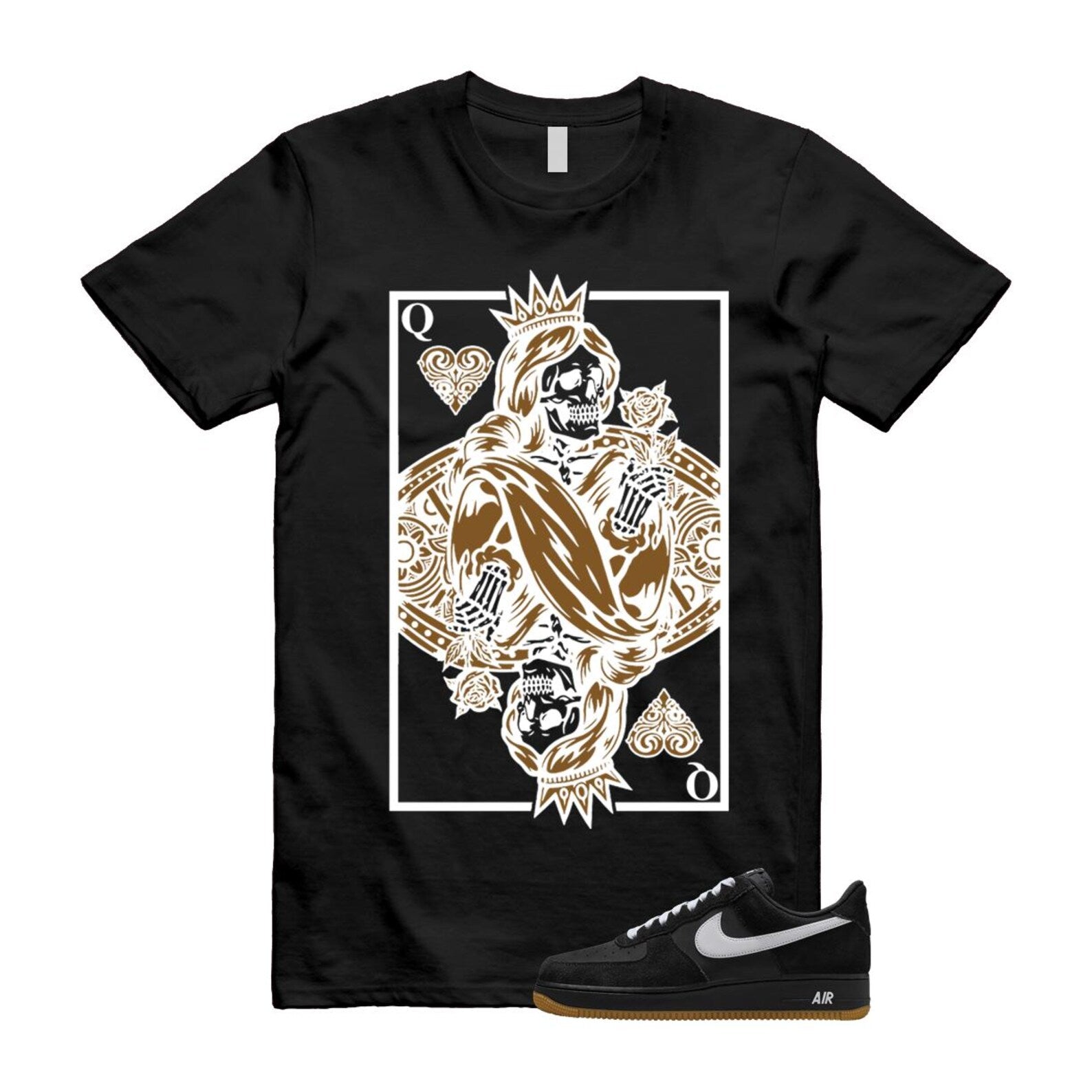 Air Force 1 Black White Gum Light Brown '07 LV8 T Shirt Match QC IB6388-001 T-Shirt, Sneaker Match Tee