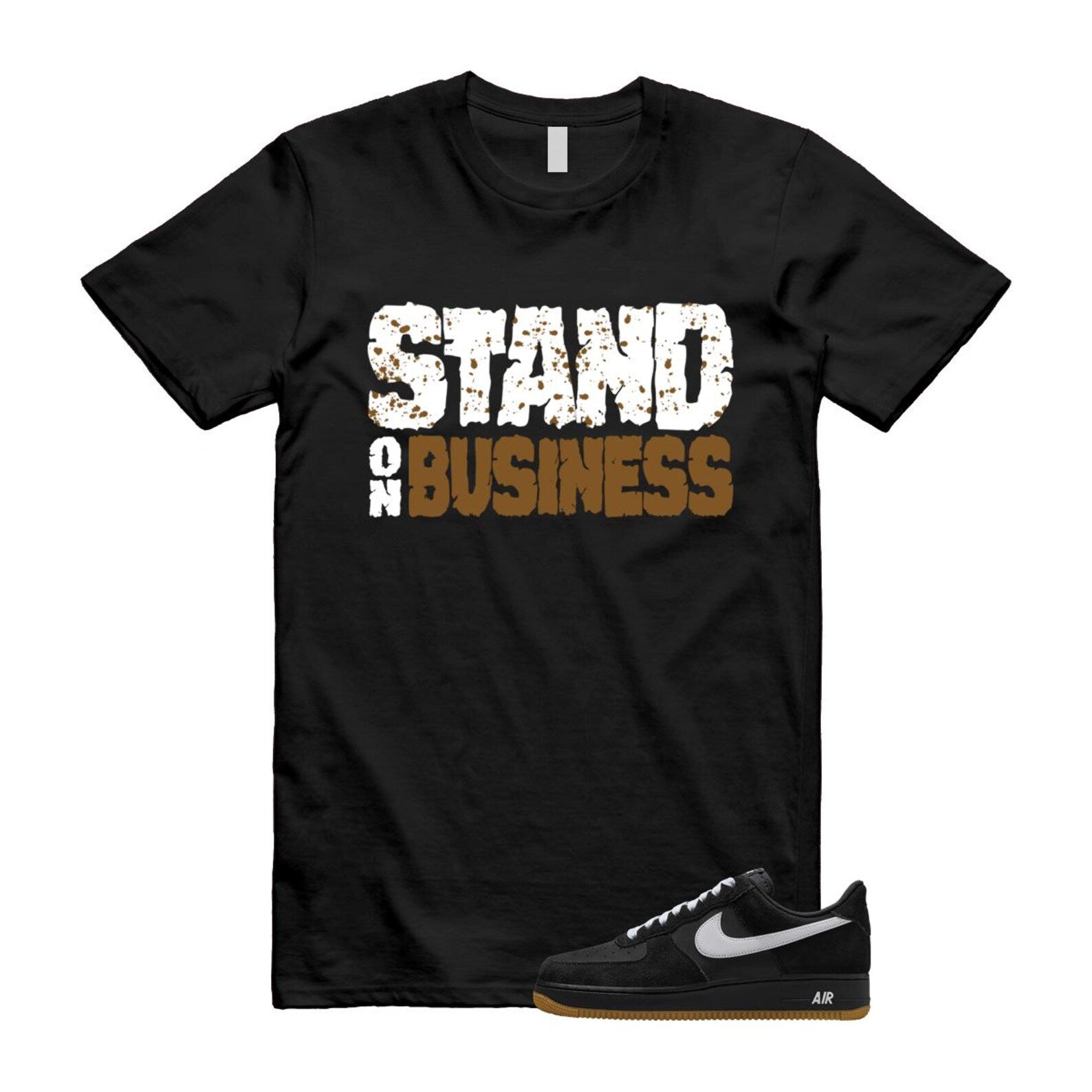 Air Force 1 Black White Gum Light Brown '07 LV8 T Shirt Match SOB IB6388-001 T-Shirt, Sneaker Match Tee