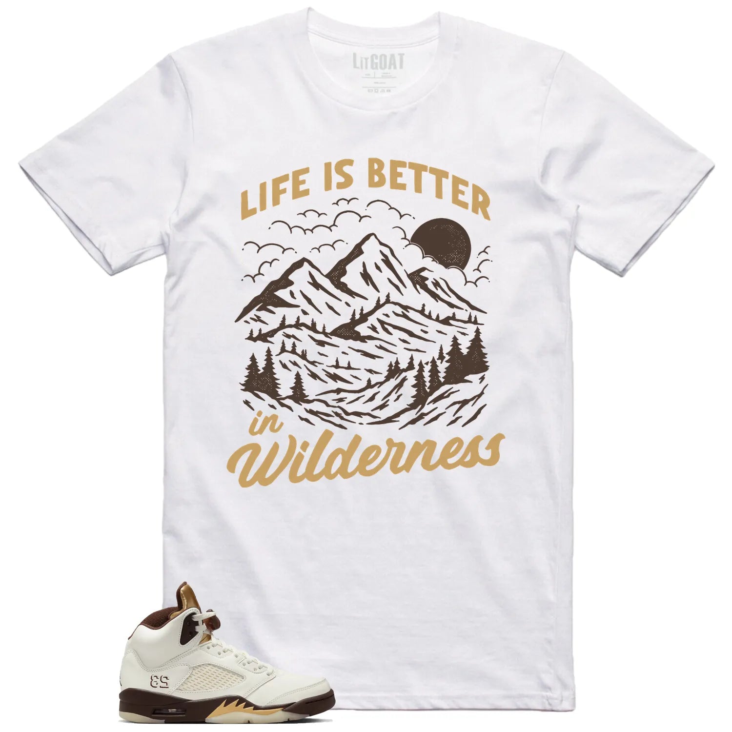 Wilderness T-Shirt, Perfect with Jordan 5 Retro Golden Ticket DD9336-200 T-Shirt, Sneaker Match Tee