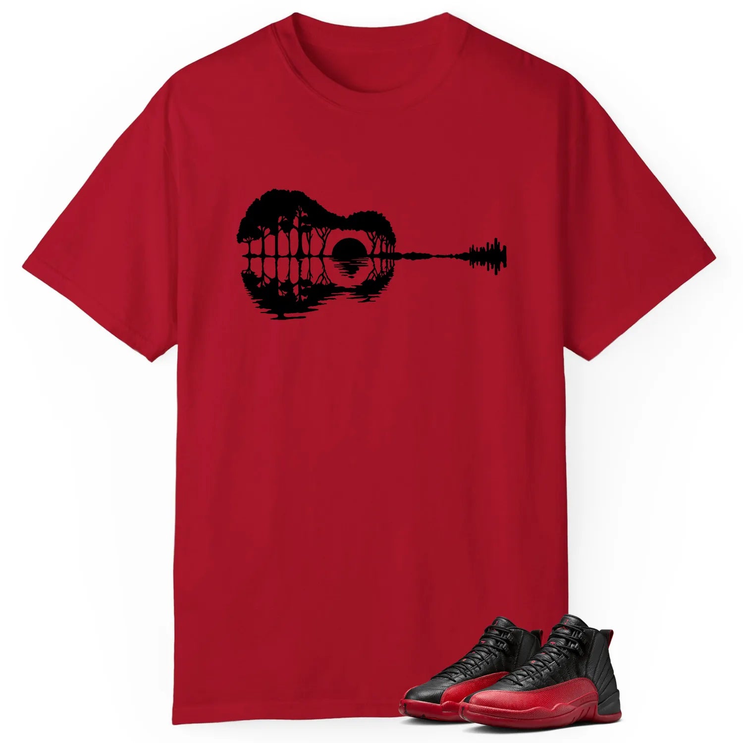 Guitar Shirt for Air Jordan 12 Flu Game Sneaker CT8013-002 T-Shirt, Sneaker Match Tee