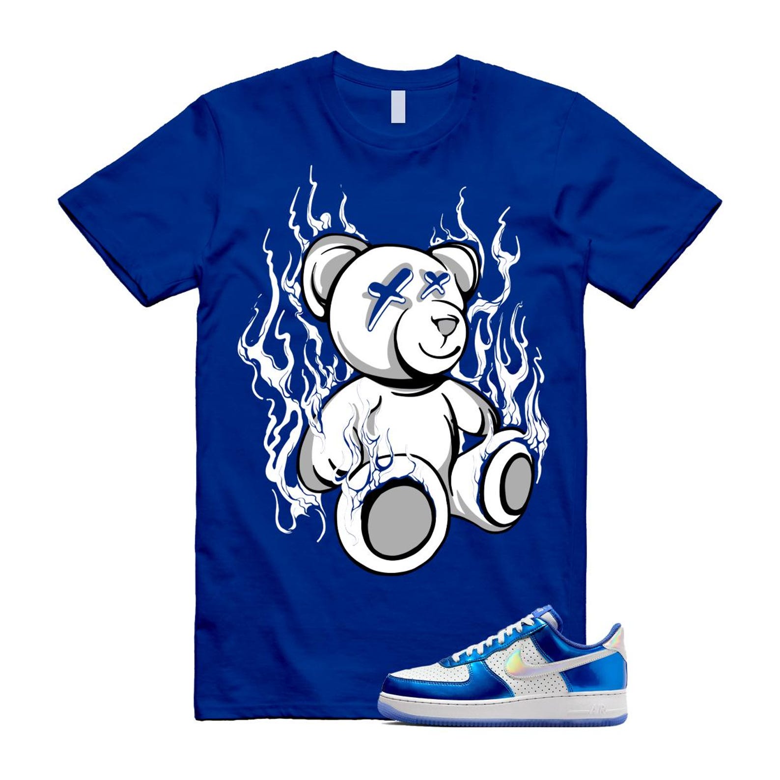Air Force 1 Blue Light Photo Photon Dust Racer '07 LV8 T Shirt Match LIT HV5751-435 T-Shirt, Sneaker Match Tee