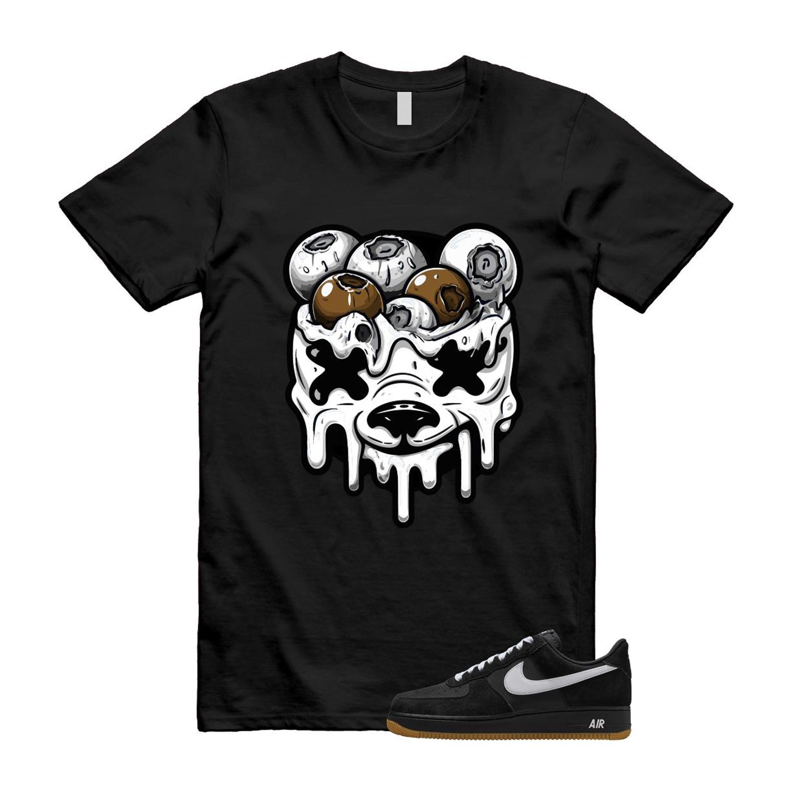 Air Force 1 Black White Gum Light Brown '07 LV8 T Shirt Match DBEAR IB6388-001 T-Shirt, Sneaker Match Tee