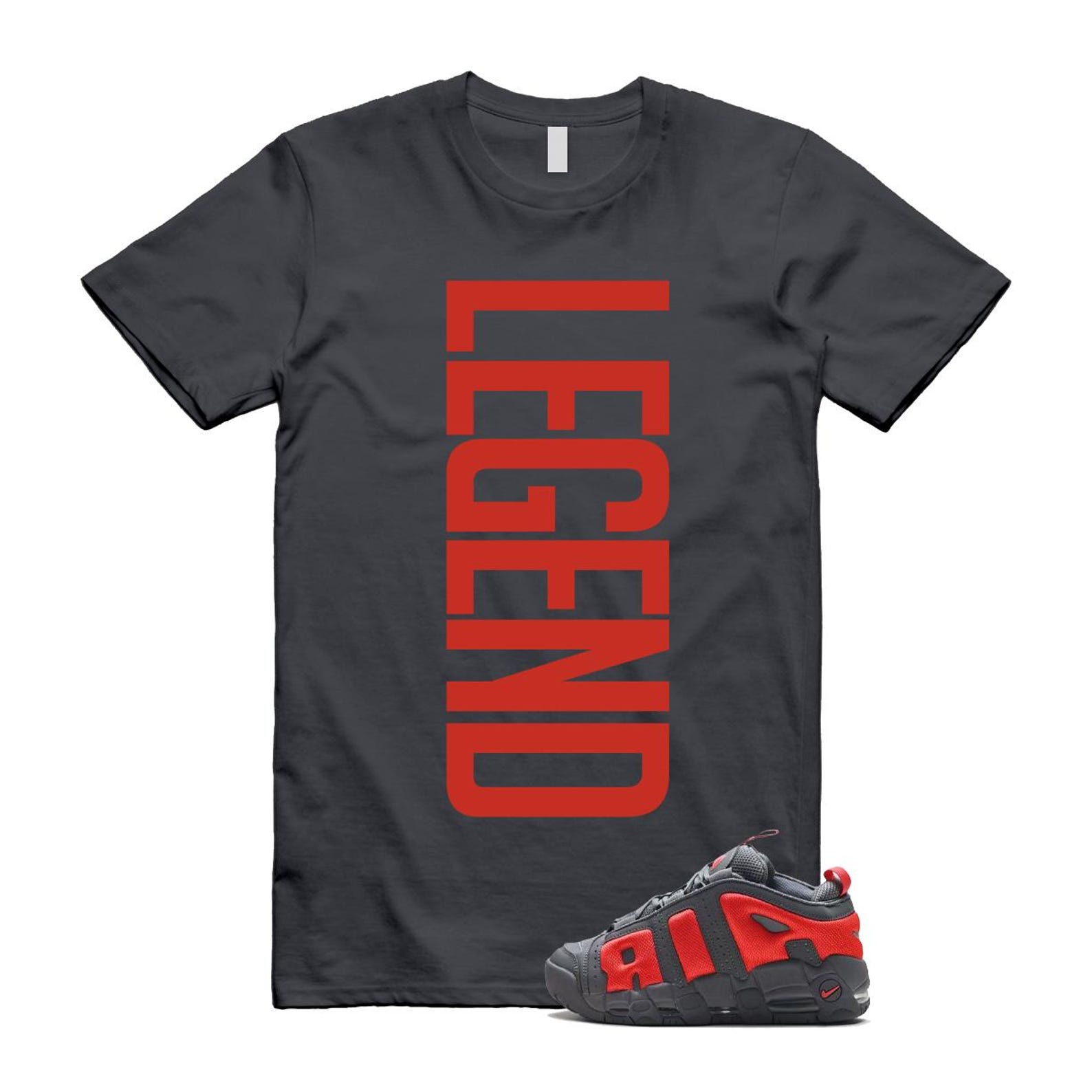 Uptempo Dark Grey Light Crimson Air More T Shirt Match LEGEND FZ3055-002 T-Shirt, Sneaker Match Tee