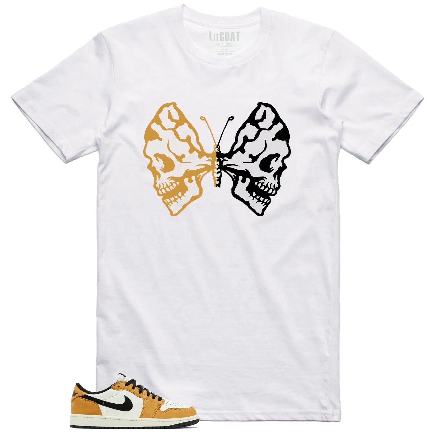 Butterfly Skulls Shirt for Air Jordan 1 Low OG Rookie of the Year Fans CZ0790-107 T-Shirt, Sneaker Match Tee