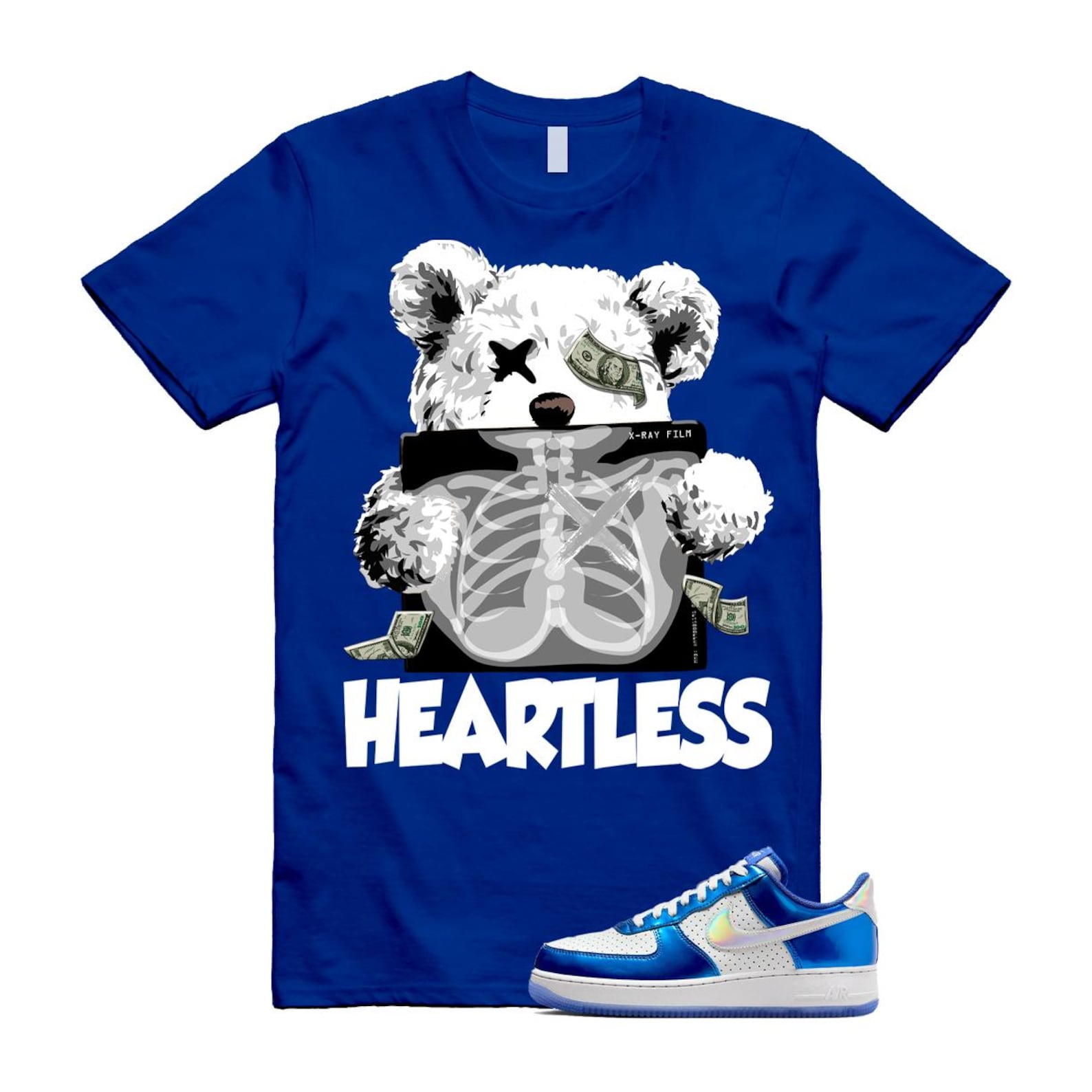 Air Force 1 Blue Light Photo Photon Dust Racer '07 LV8 T Shirt Match HEART HV5751-435 T-Shirt, Sneaker Match Tee