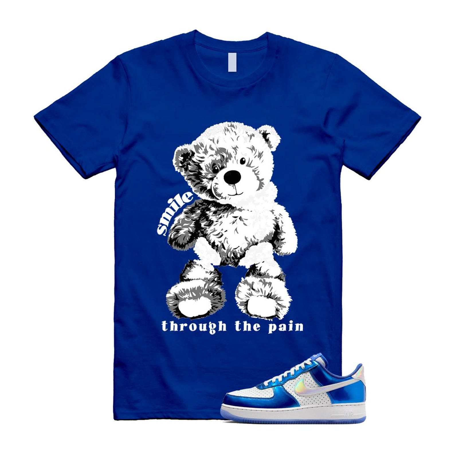 Air Force 1 Blue Light Photo Photon Dust Racer '07 LV8 T Shirt Match SMILE HV5751-435 T-Shirt, Sneaker Match Tee