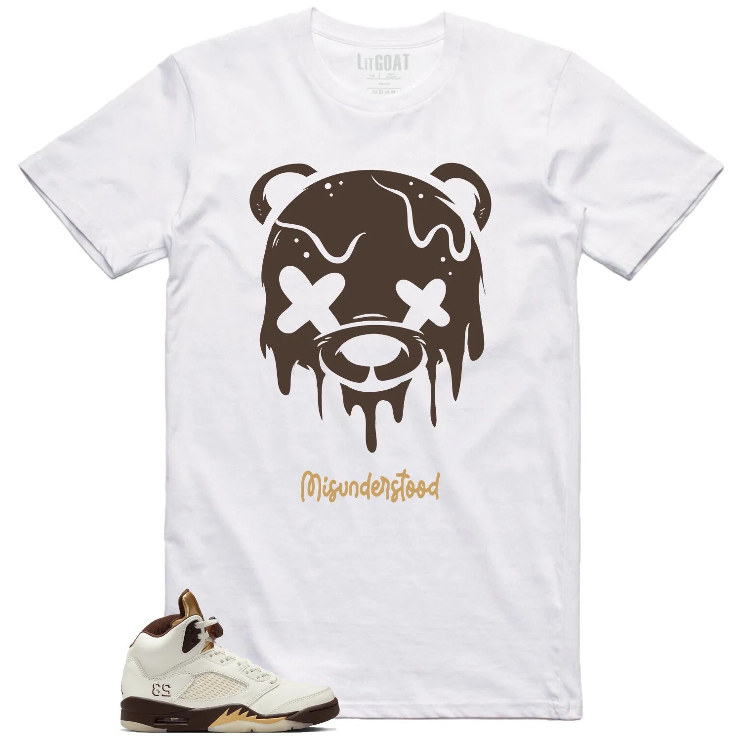 Jordan 5 Retro Golden Ticket Matching T-Shirt, Drippy Bear Graphic DD9336-200 T-Shirt, Sneaker Match Tee