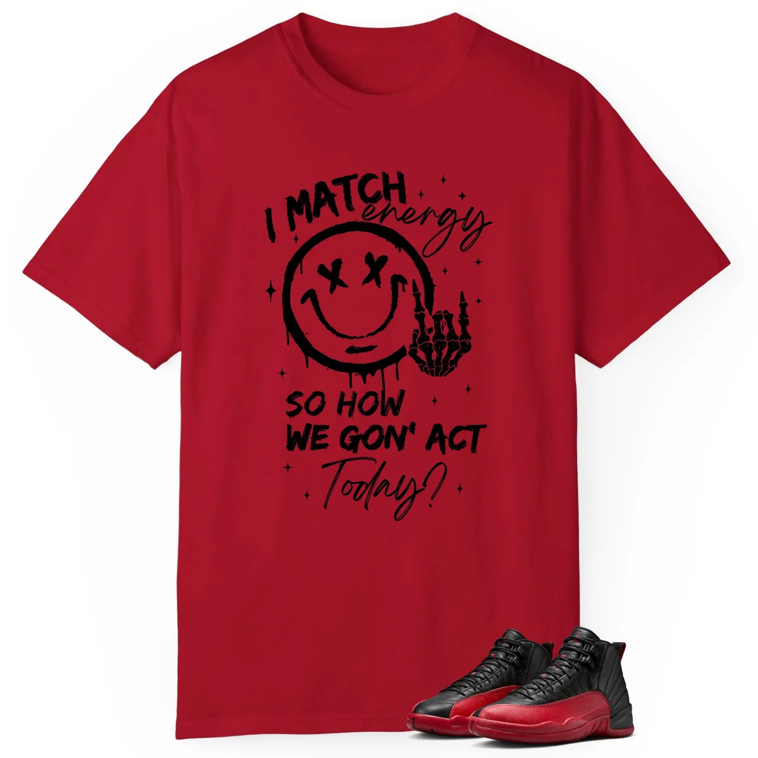 Air Jordan 12 Flu Game Matching T-Shirt Shirt, Match Energy CT8013-002 T-Shirt, Sneaker Match Tee