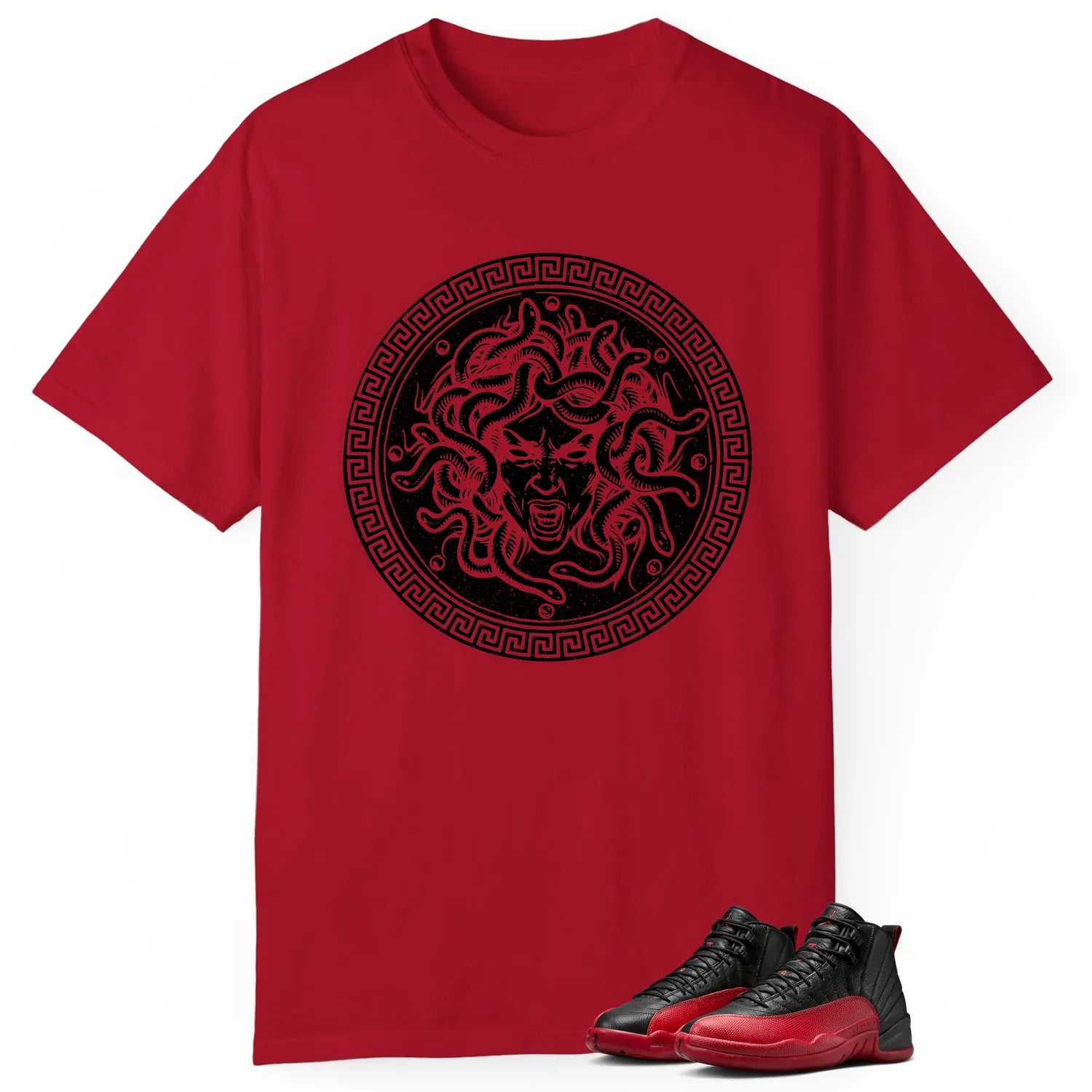 Medusa T-Shirt for Air Jordan 12 Flu Game Kicks CT8013-002 T-Shirt, Sneaker Match Tee