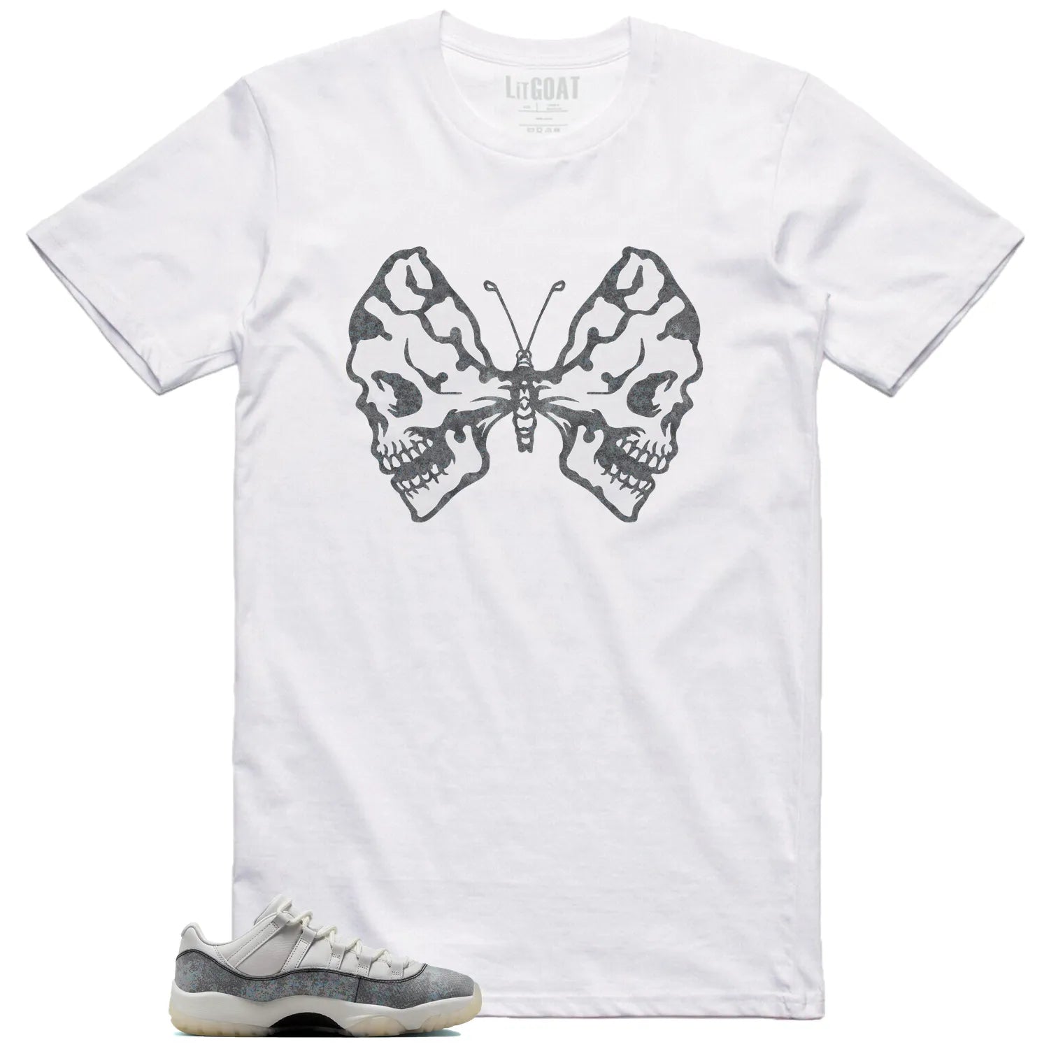 Butterfly Skulls Shirt for Air Jordan 11 Low Year of the Snake Fans HQ7000-001 T-Shirt, Sneaker Match Tee