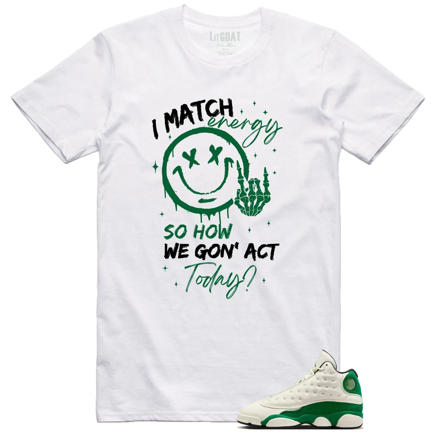 Air Jordan 13 Pine Green 2025 Matching T-Shirt Shirt, Match Energy HQ0779-103 T-Shirt, Sneaker Match Tee
