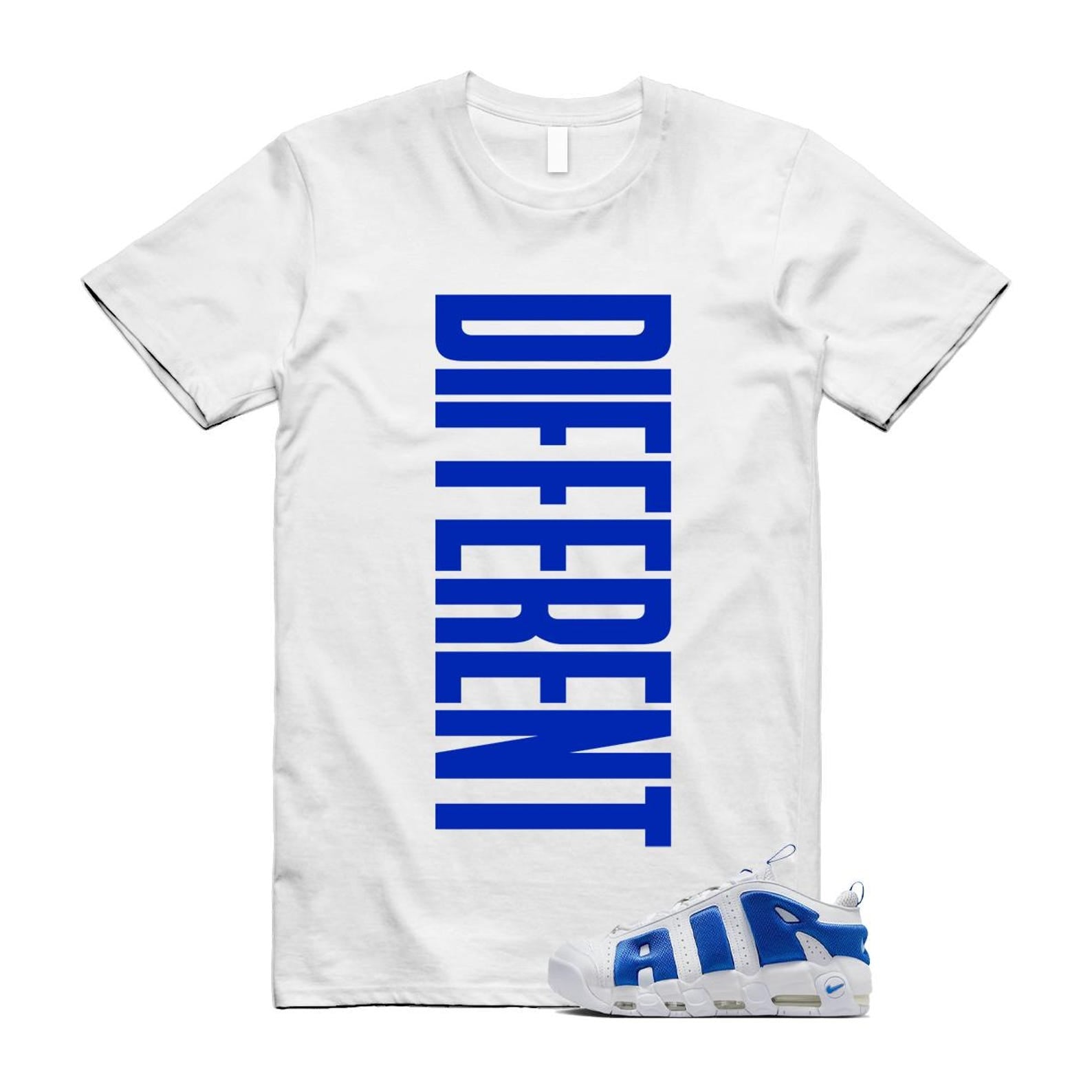Uptempo White Blue Hyper Royal Psychic Air More T Shirt Match DFRNT FZ3055-101 T-Shirt, Sneaker Match Tee