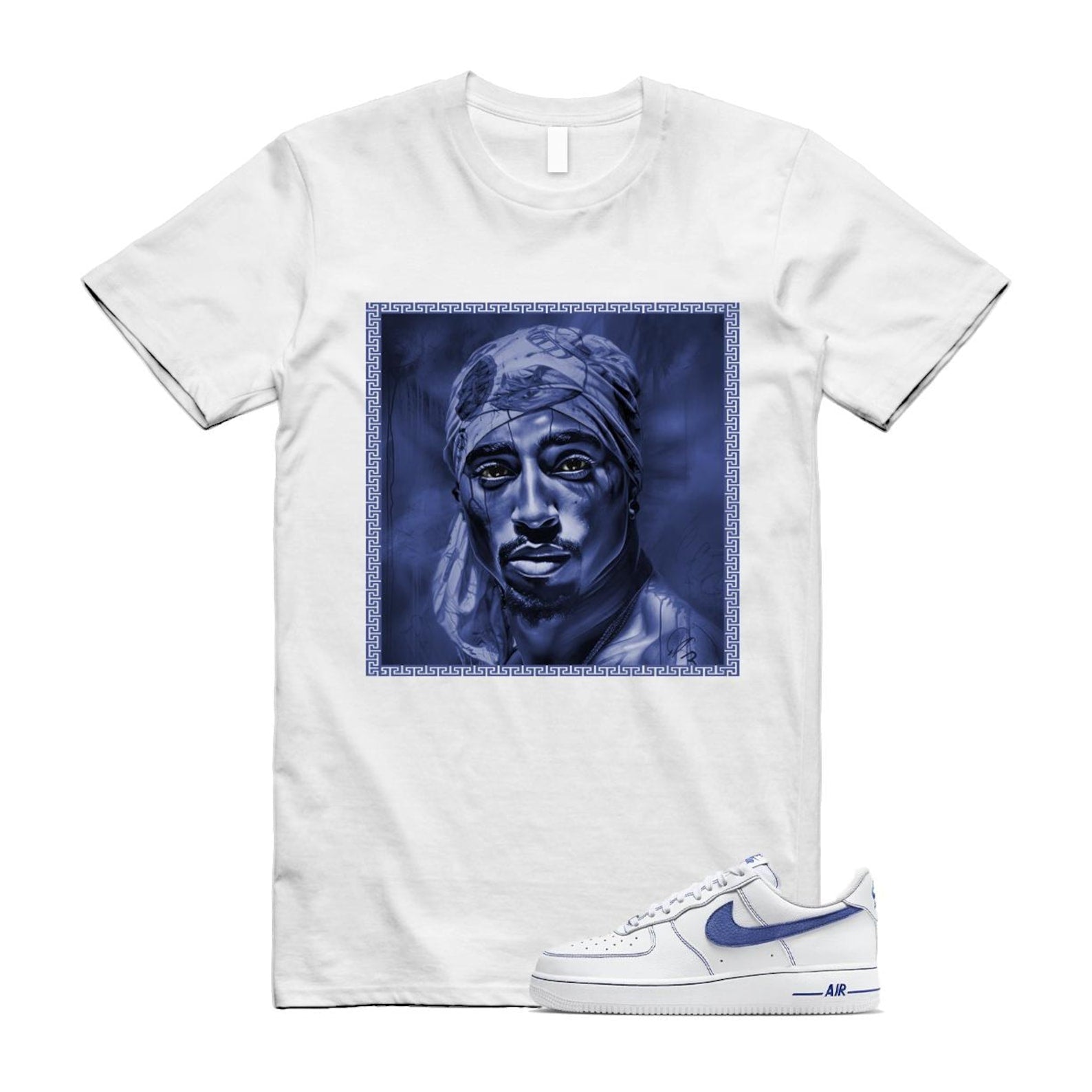 Air Force 1 White Deep Royal Blue '07 LV8 T Shirt Match PAC HQ2037-100 T-Shirt, Sneaker Match Tee