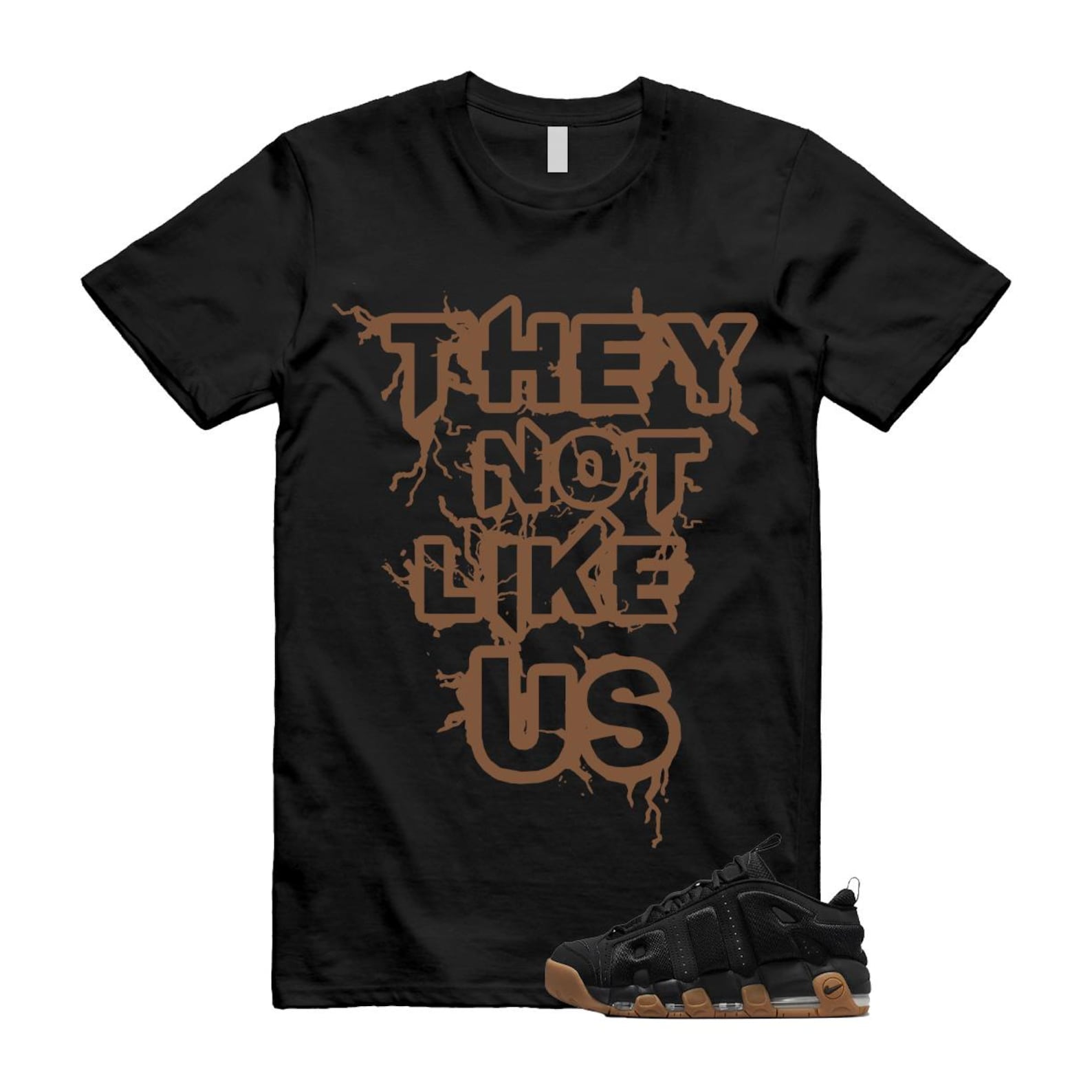 Uptempo Black Gum Air More T Shirt Match US FZ3055-003 T-Shirt, Sneaker Match Tee