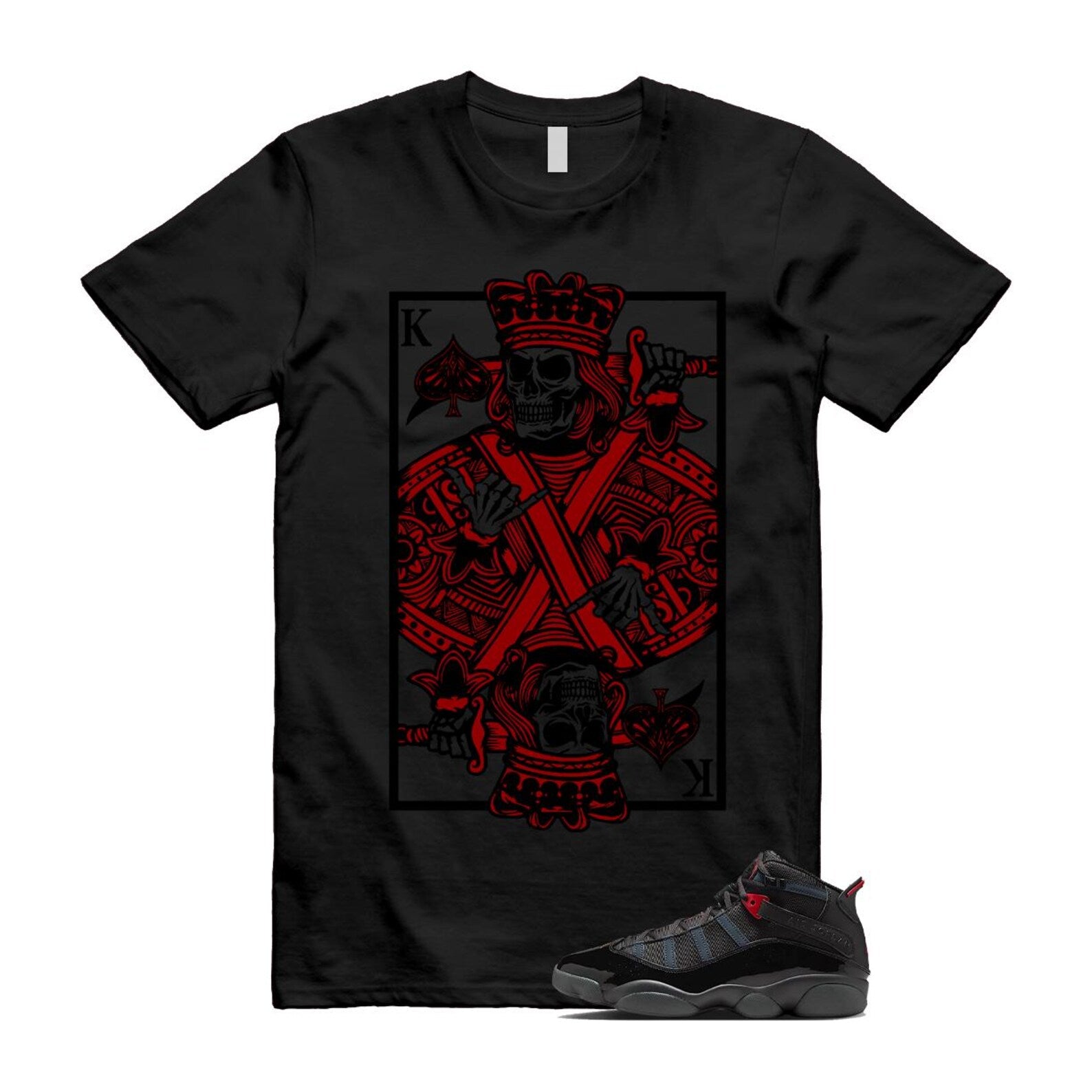 6 Rings Anthracite Black Fire Red T Shirt Match KC 322992-026 T-Shirt, Sneaker Match Tee