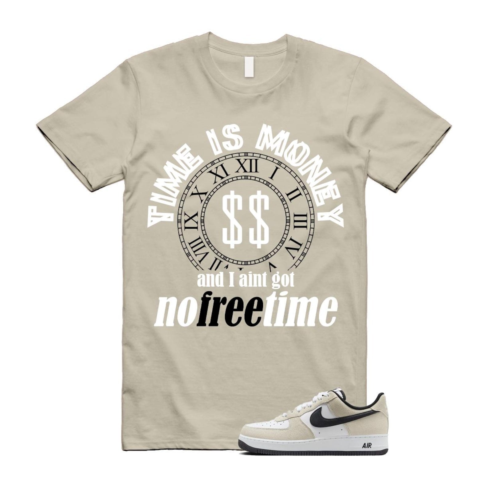 Air Force 1 '07 LV8 White Black T Shirt Match FREETIME IB6388-100 T-Shirt, Sneaker Match Tee