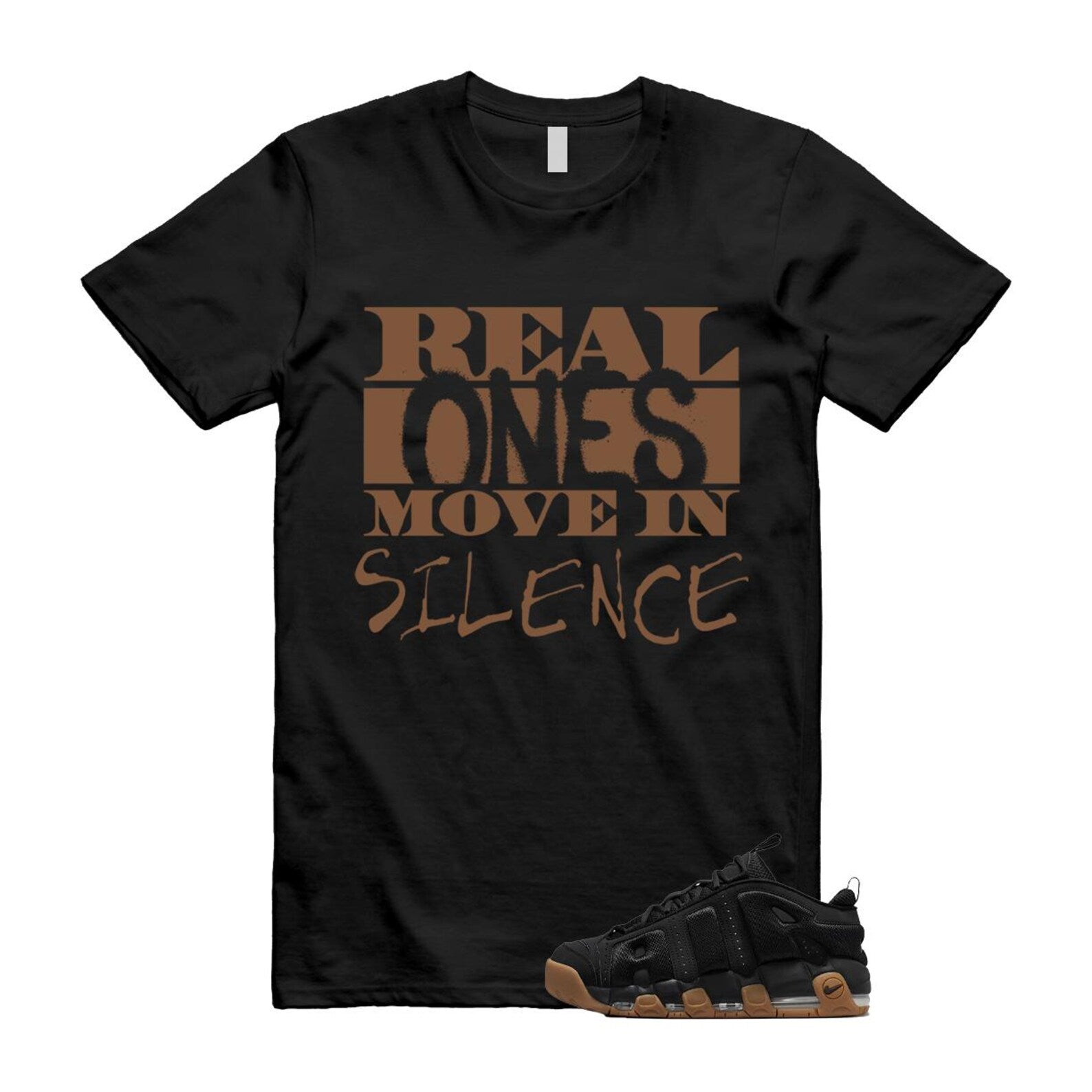 Uptempo Black Gum Air More T Shirt Match REAL FZ3055-003 T-Shirt, Sneaker Match Tee