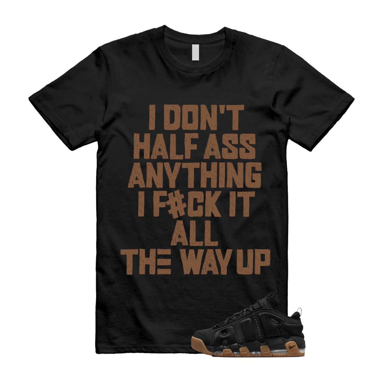 Uptempo Black Gum Air More T Shirt Match HALF FZ3055-003 T-Shirt, Sneaker Match Tee
