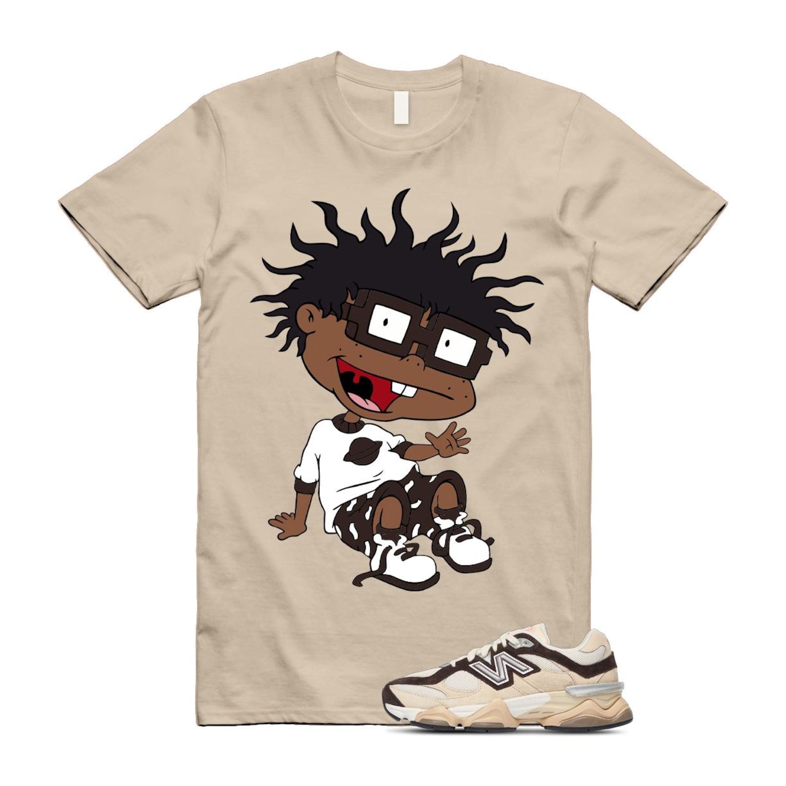 9060 Emerging Brown White T Shirt Match FINSTER U9060FLP T-Shirt, Sneaker Match Tee