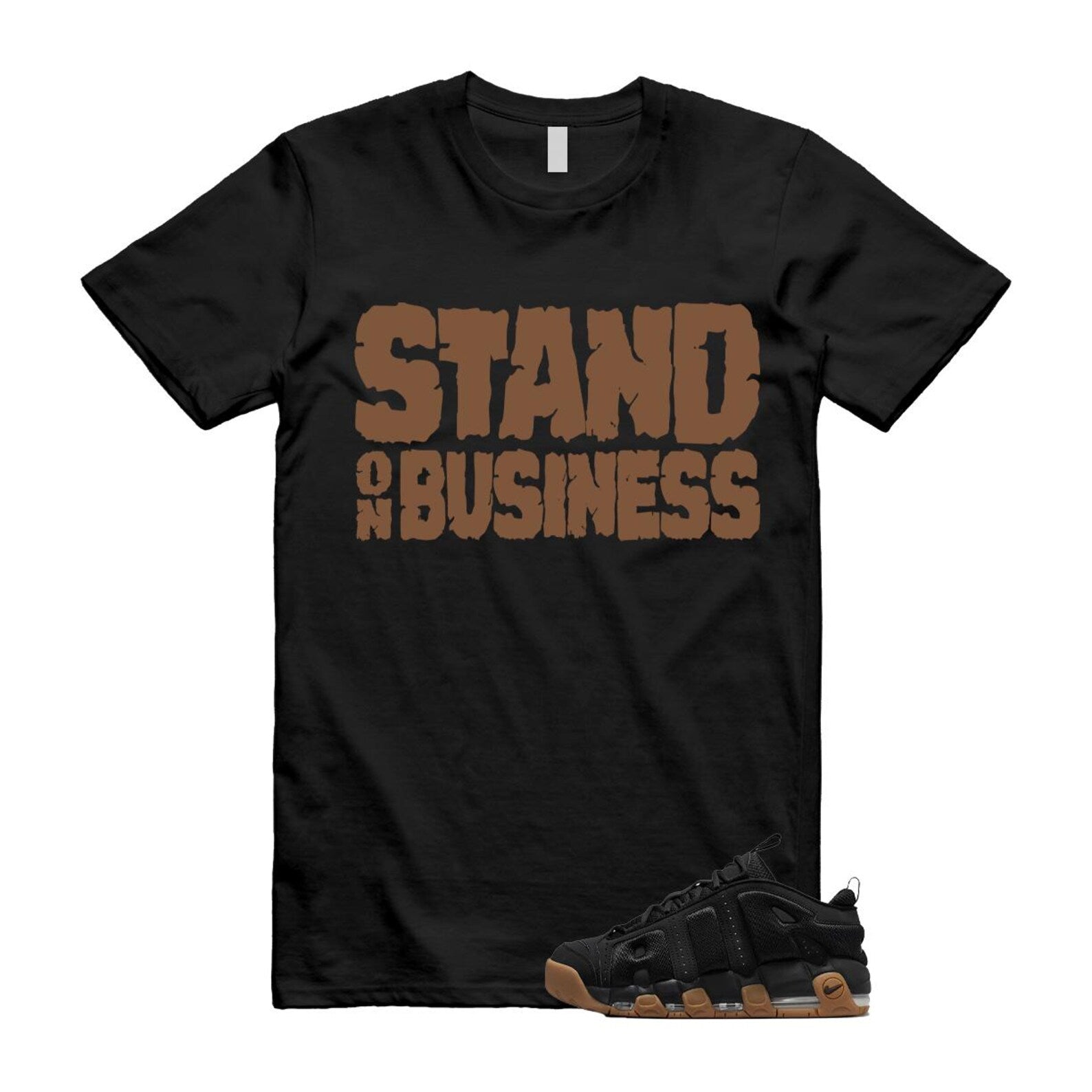 Uptempo Black Gum Air More T Shirt Match SOB FZ3055-003 T-Shirt, Sneaker Match Tee