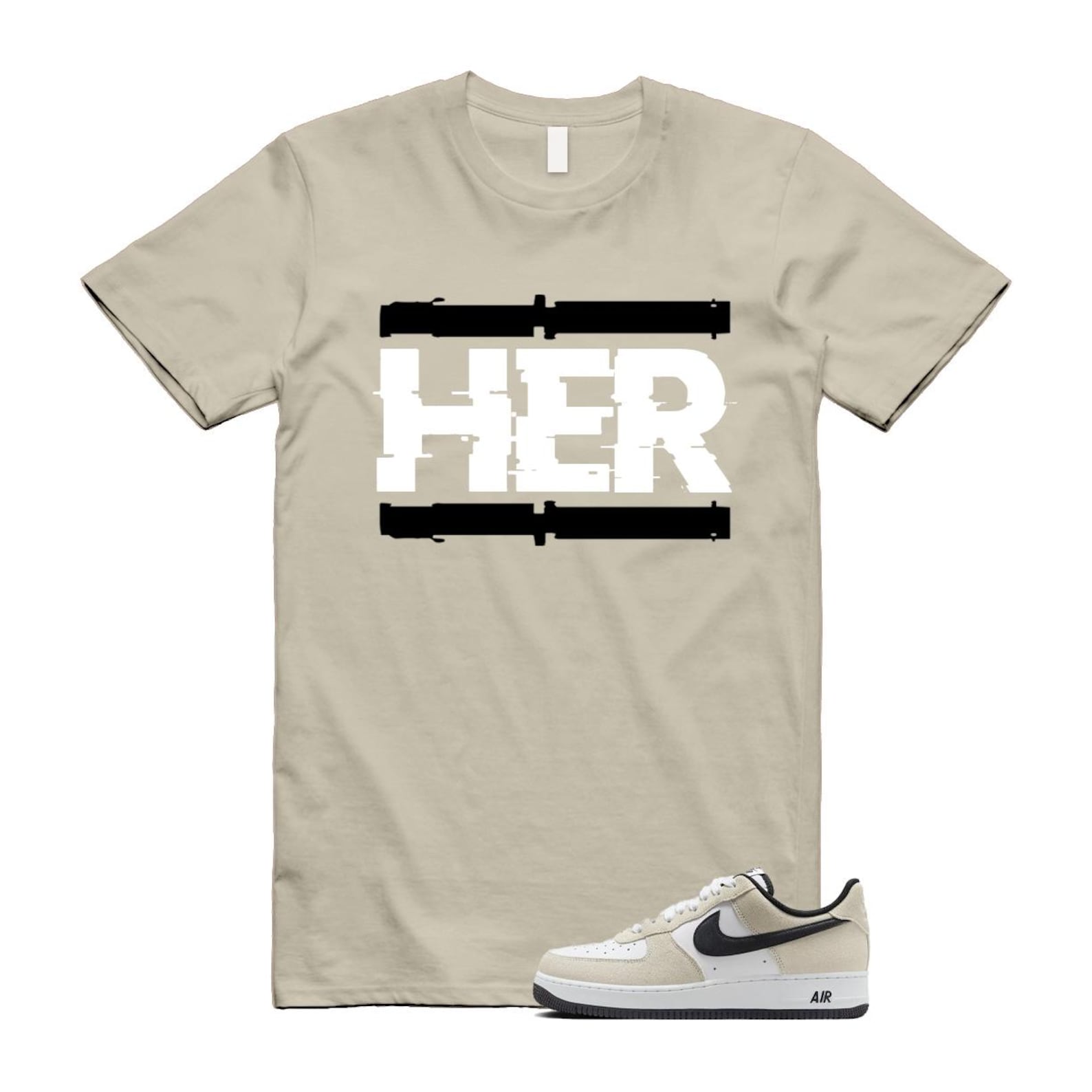 Air Force 1 '07 LV8 White Black T Shirt Match HER IB6388-100 T-Shirt, Sneaker Match Tee