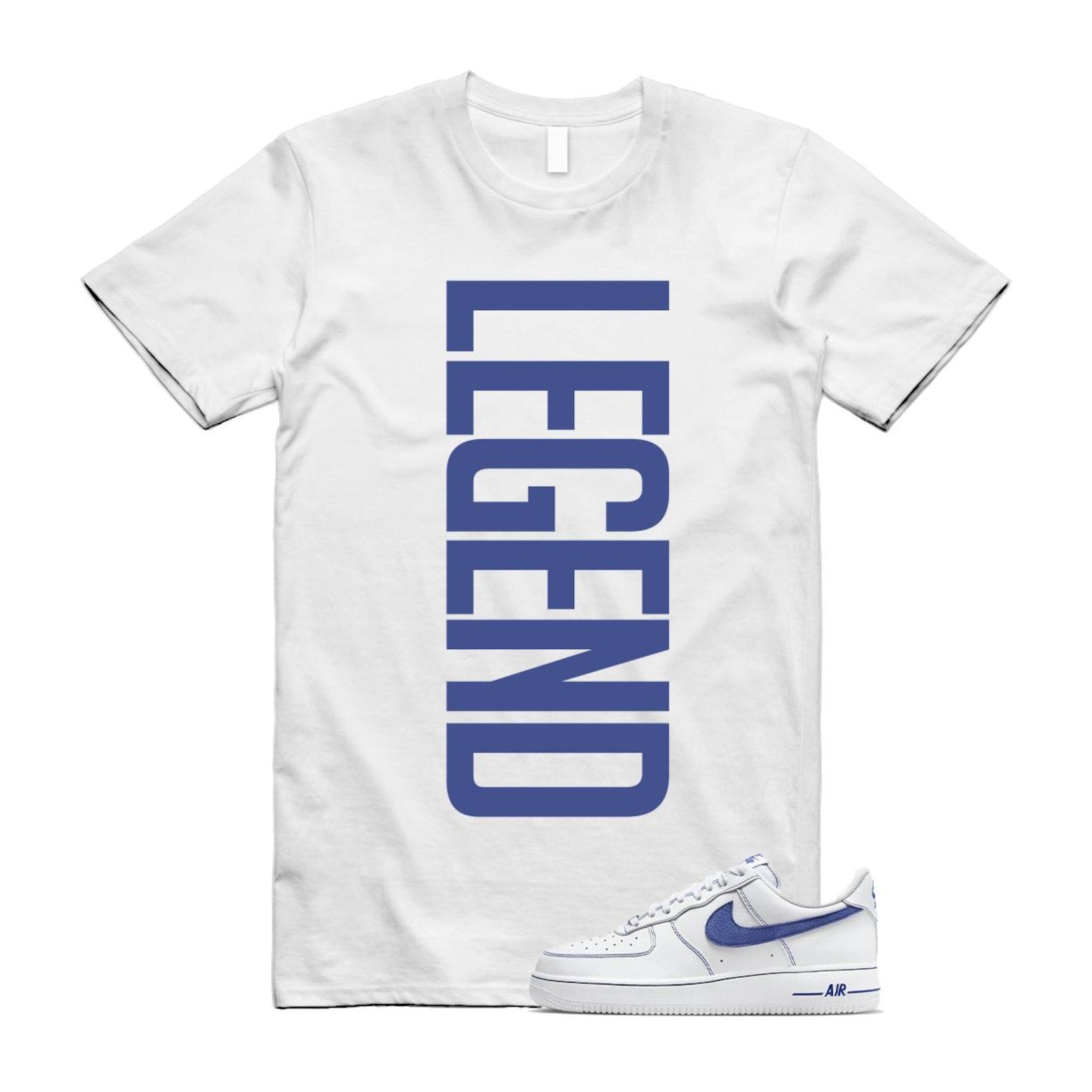 Air Force 1 White Deep Royal Blue '07 LV8 T Shirt Match LEGEND HQ2037-100 T-Shirt, Sneaker Match Tee