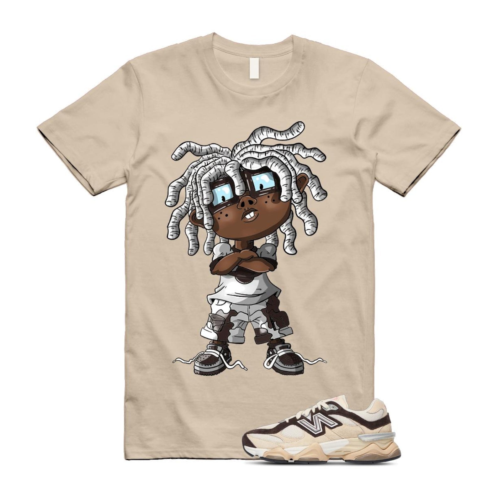 9060 Emerging Brown White T Shirt Match CHONGO U9060FLP T-Shirt, Sneaker Match Tee