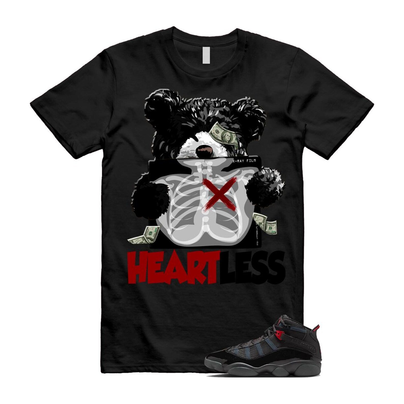 6 Rings Anthracite Black Fire Red T Shirt Match HEART 322992-026 T-Shirt, Sneaker Match Tee