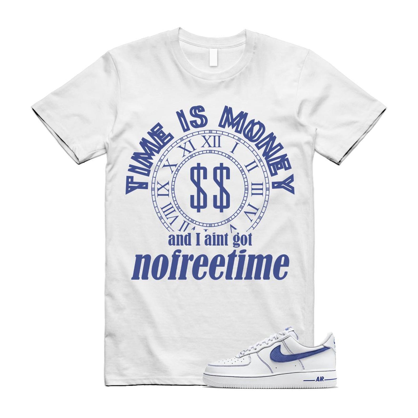 Air Force 1 White Deep Royal Blue '07 LV8 T Shirt Match FREE HQ2037-100 T-Shirt, Sneaker Match Tee