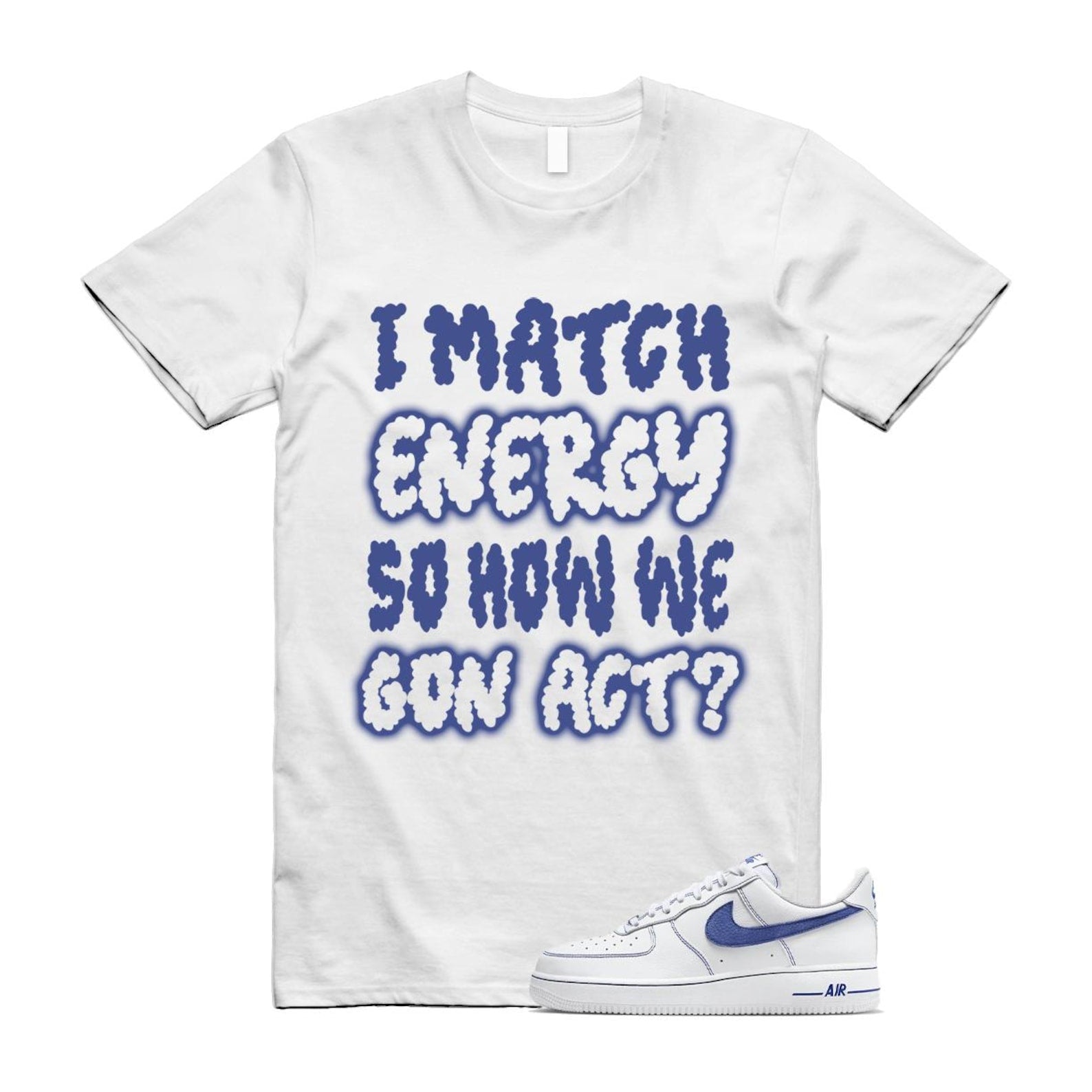 Air Force 1 White Deep Royal Blue '07 LV8 T Shirt Match MATCH HQ2037-100 T-Shirt, Sneaker Match Tee