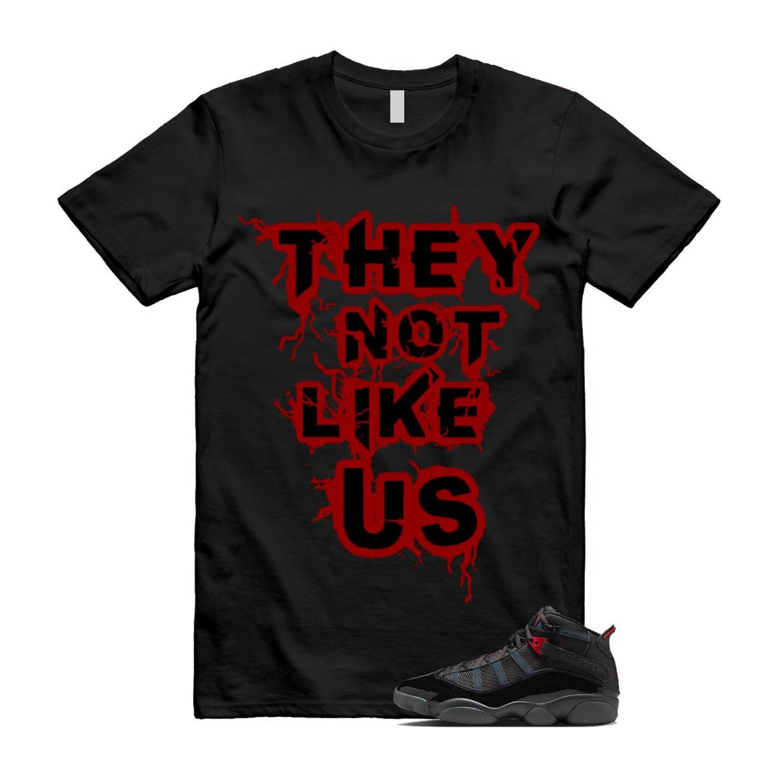 6 Rings Anthracite Black Fire Red T Shirt Match US 322992-026 T-Shirt, Sneaker Match Tee