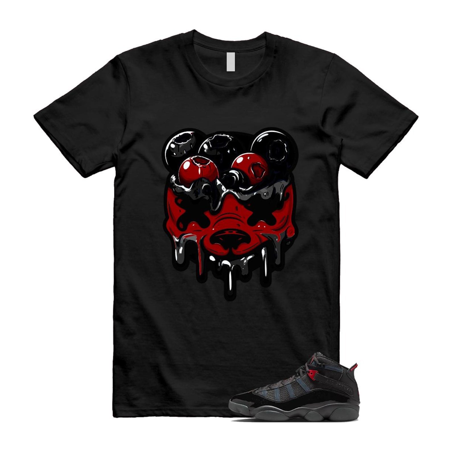 6 Rings Anthracite Black Fire Red T Shirt Match DBEAR 322992-026 T-Shirt, Sneaker Match Tee