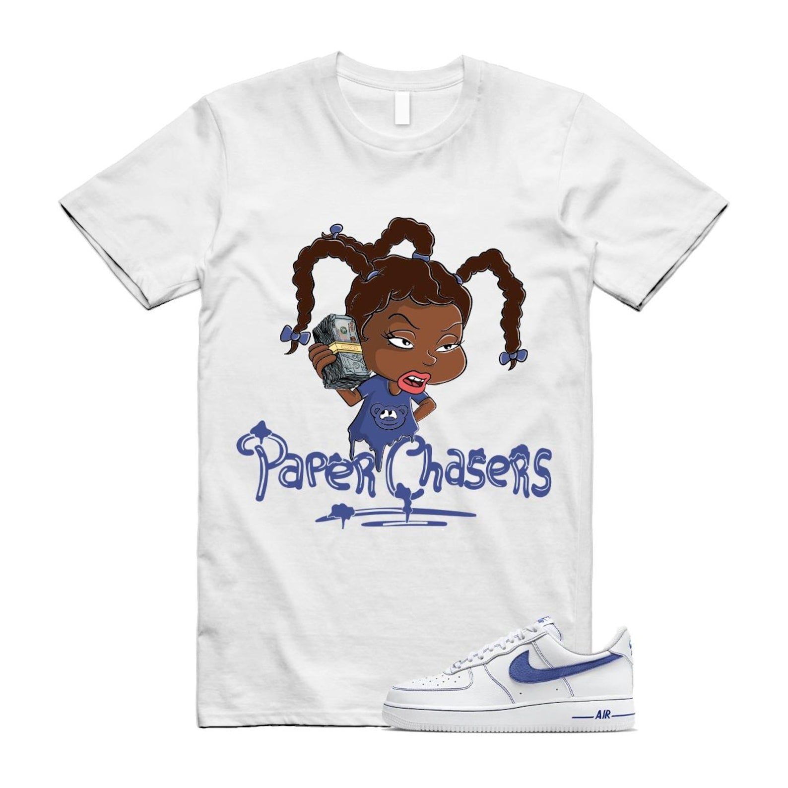 Air Force 1 White Deep Royal Blue '07 LV8 T Shirt Match PC HQ2037-100 T-Shirt, Sneaker Match Tee