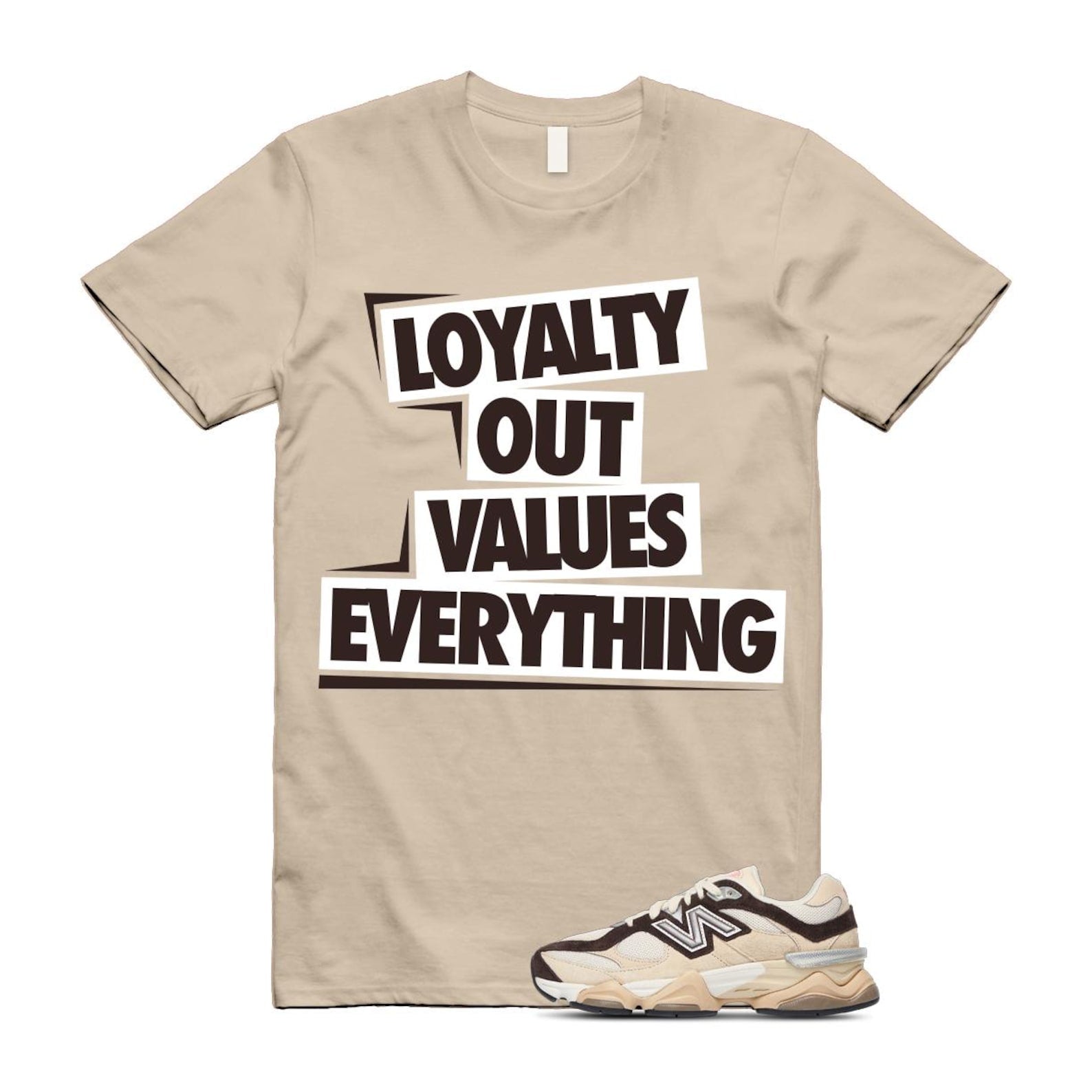 9060 Emerging Brown White T Shirt Match LOVE U9060FLP T-Shirt, Sneaker Match Tee