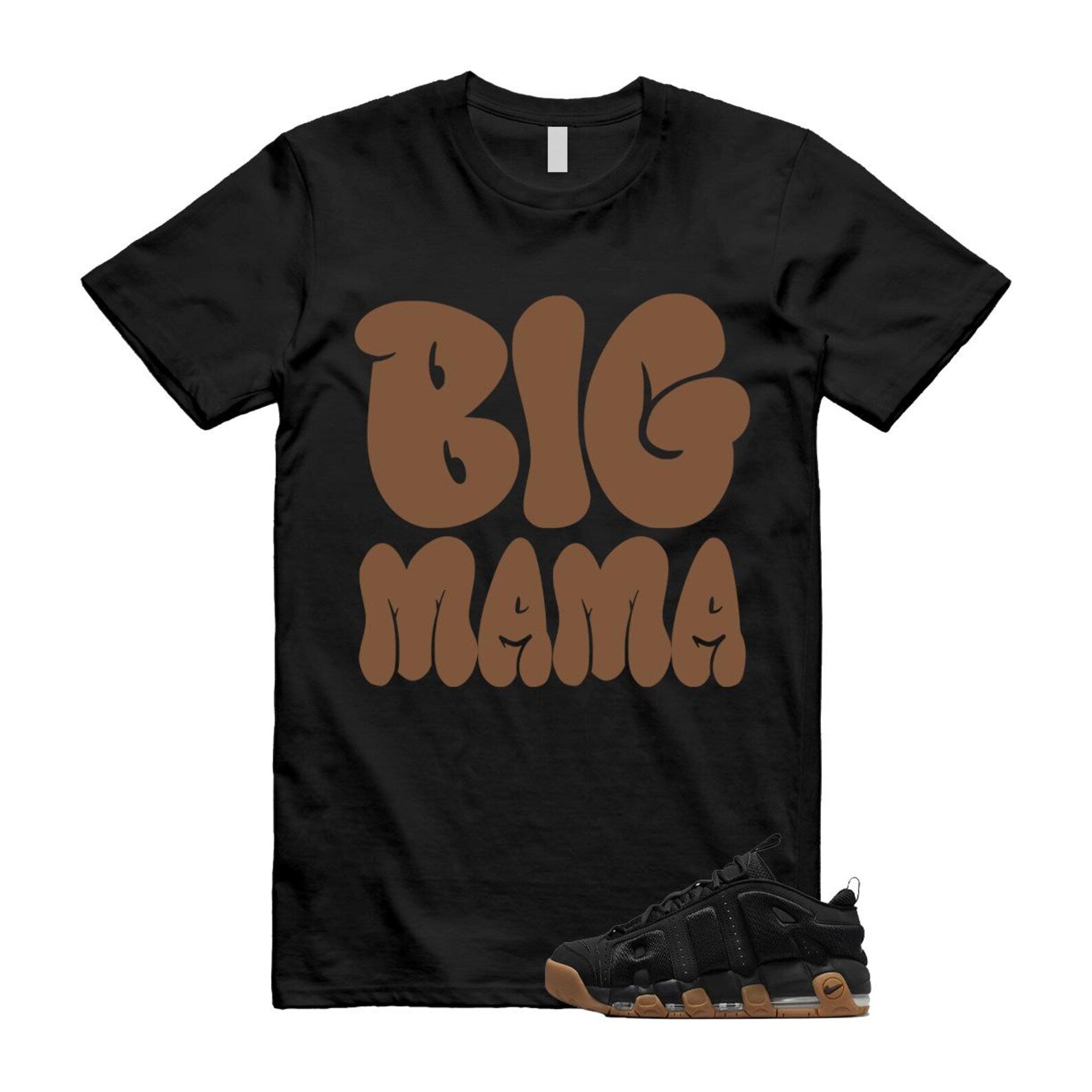 Uptempo Black Gum Air More T Shirt Match MAMA FZ3055-003 T-Shirt, Sneaker Match Tee