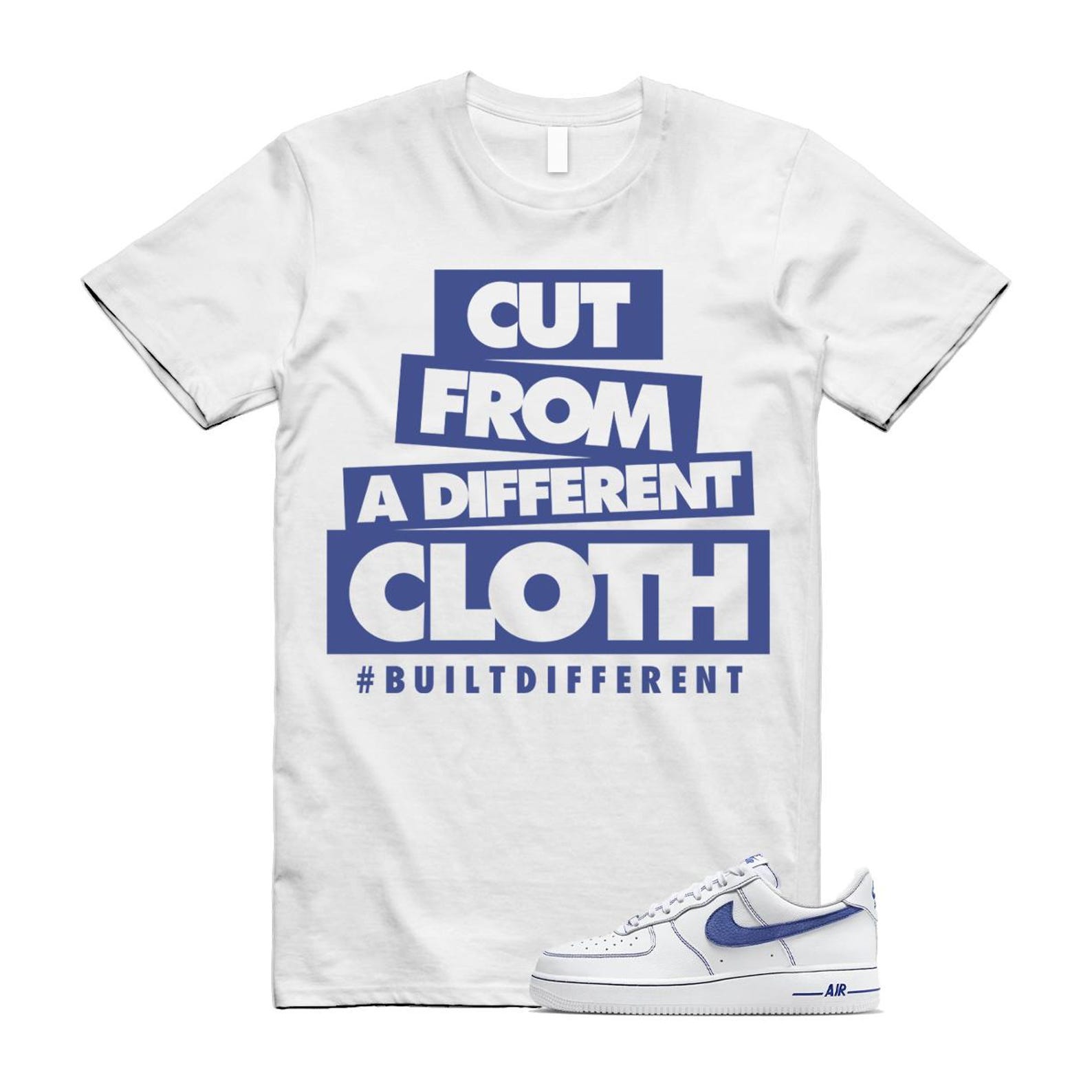 Air Force 1 White Deep Royal Blue '07 LV8 T Shirt Match CLOTH HQ2037-100 T-Shirt, Sneaker Match Tee