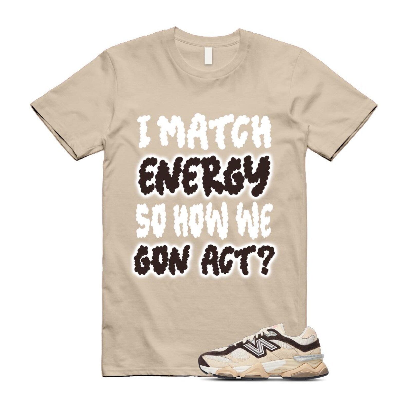 9060 Emerging Brown White T Shirt Match MATCH U9060FLP T-Shirt, Sneaker Match Tee