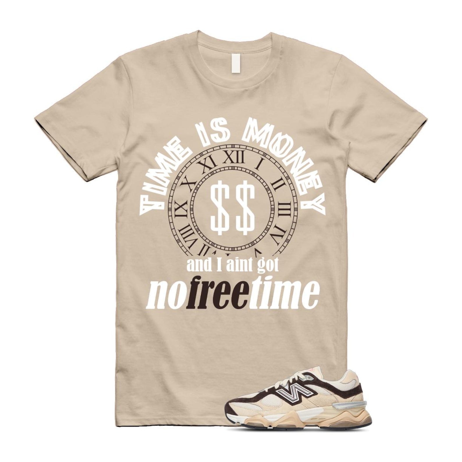 9060 Emerging Brown White T Shirt Match FREETIME U9060FLP T-Shirt, Sneaker Match Tee