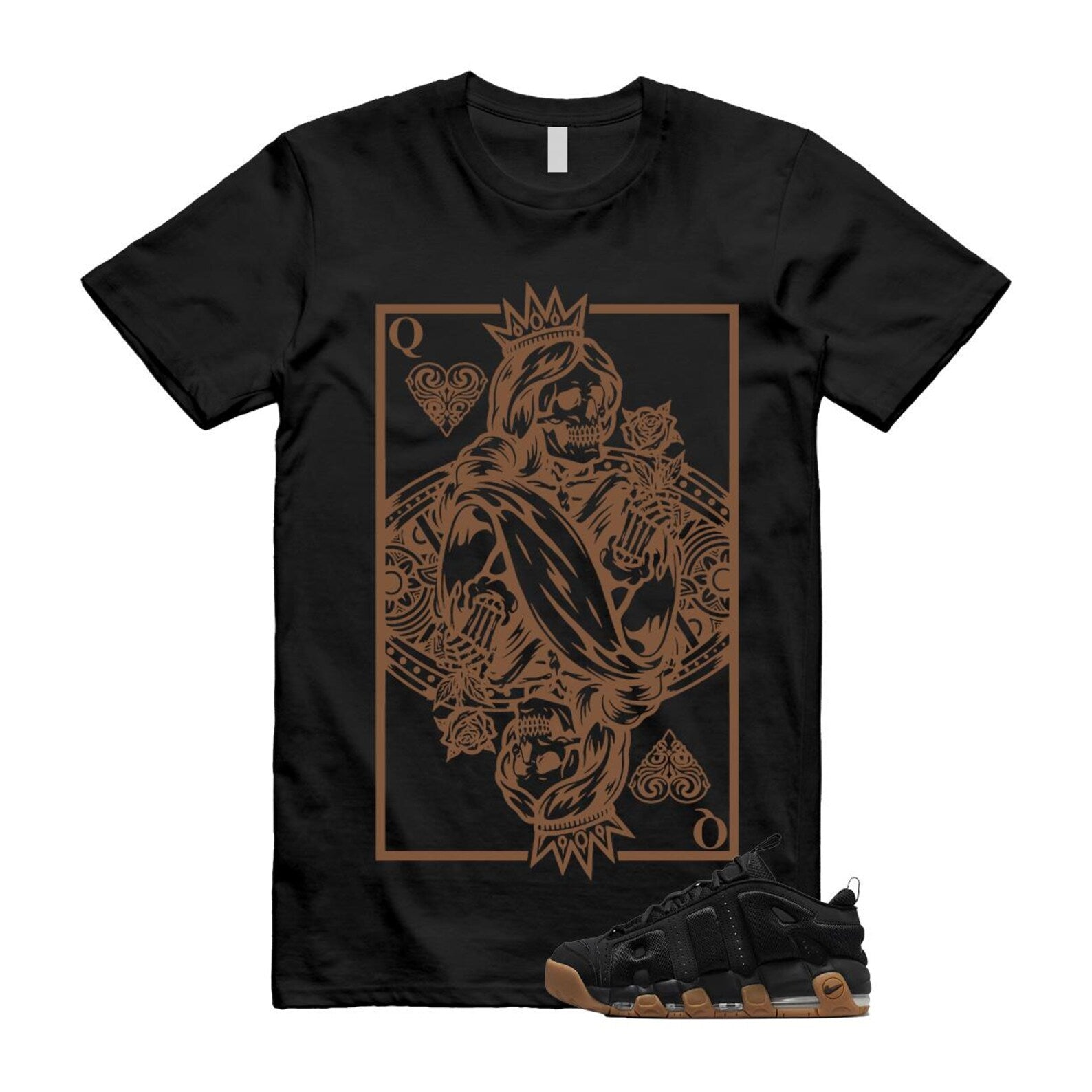 Uptempo Black Gum Air More T Shirt Match QC FZ3055-003 T-Shirt, Sneaker Match Tee