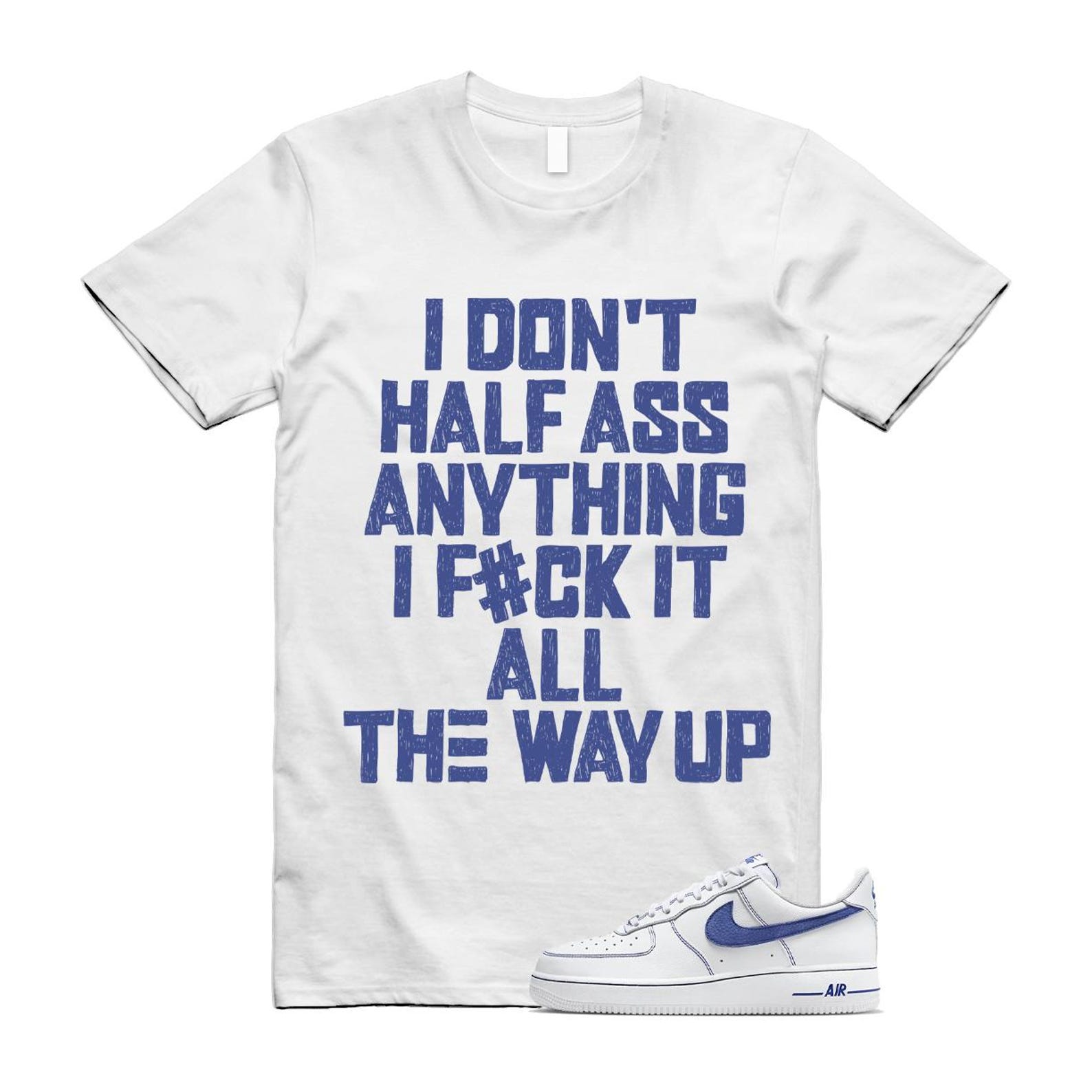 Air Force 1 White Deep Royal Blue '07 LV8 T Shirt Match HALF HQ2037-100 T-Shirt, Sneaker Match Tee