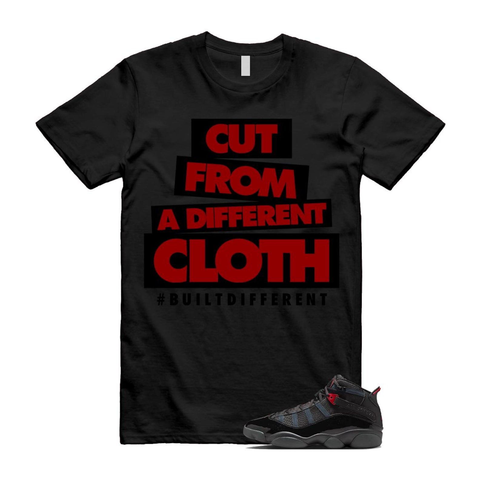 6 Rings Anthracite Black Fire Red T Shirt Match CLOTH 322992-026 T-Shirt, Sneaker Match Tee