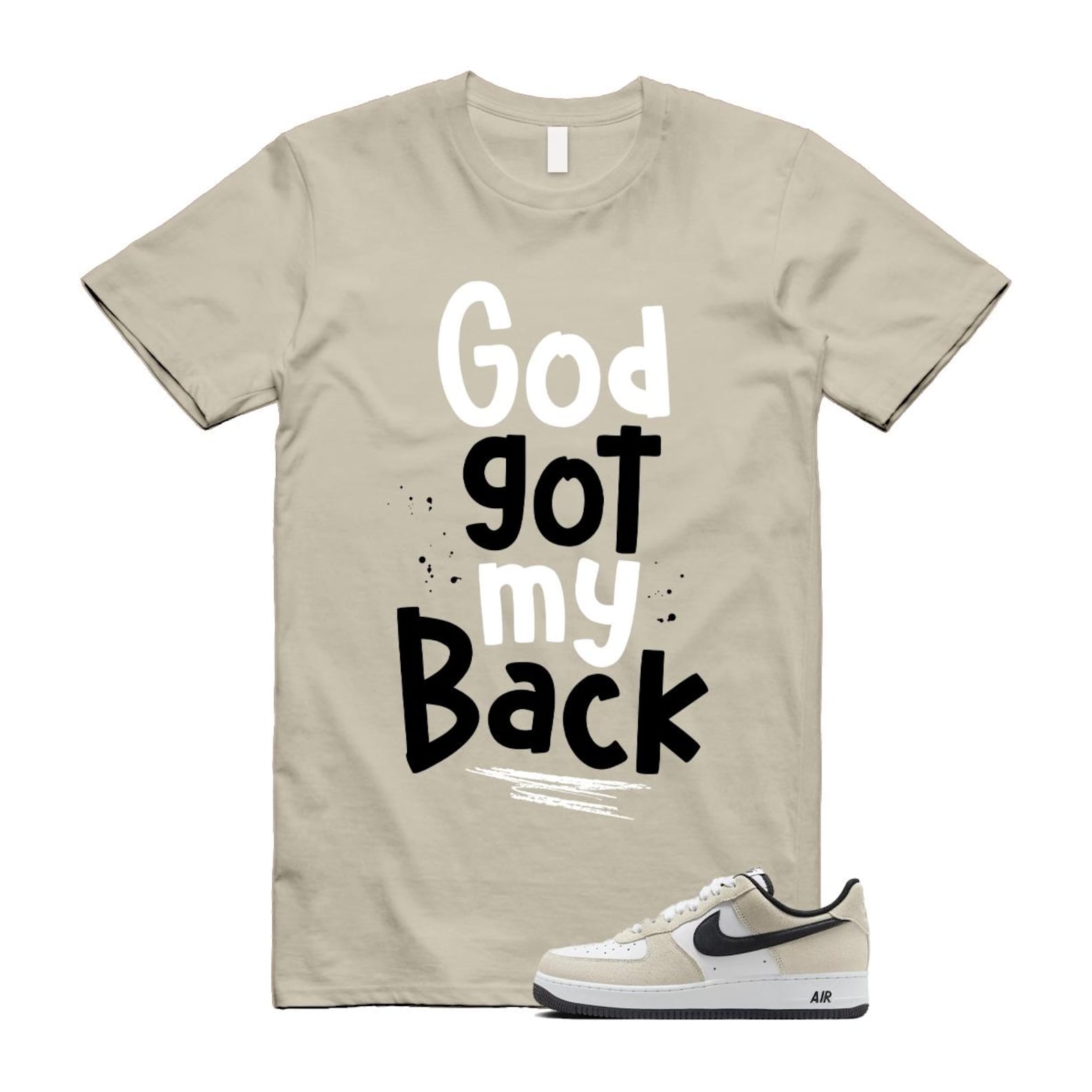 Air Force 1 '07 LV8 White Black T Shirt Match GOD IB6388-100 T-Shirt, Sneaker Match Tee