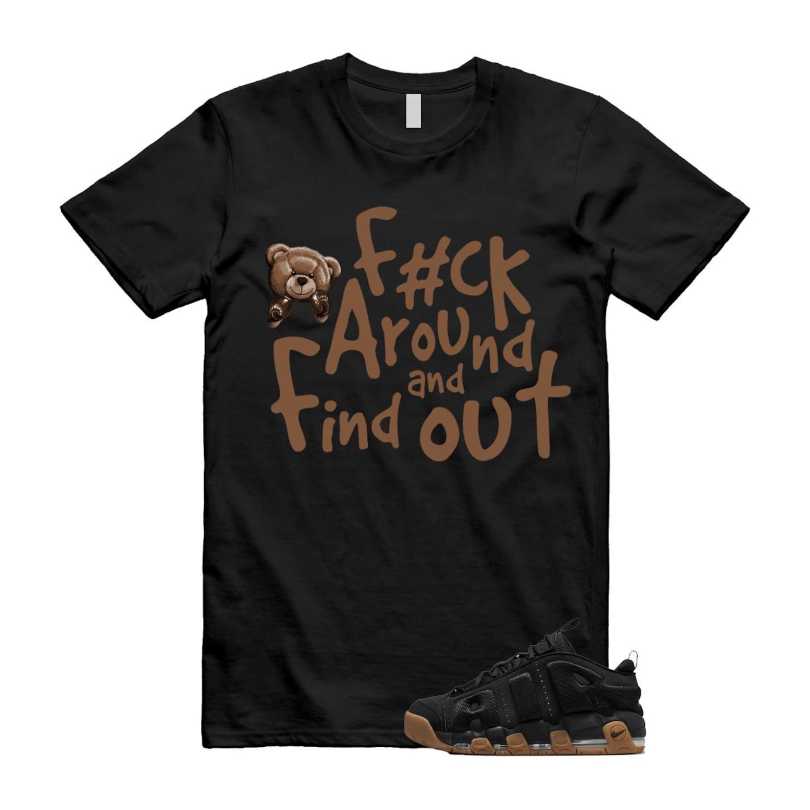 Uptempo Black Gum Air More T Shirt Match FCK FZ3055-003 T-Shirt, Sneaker Match Tee