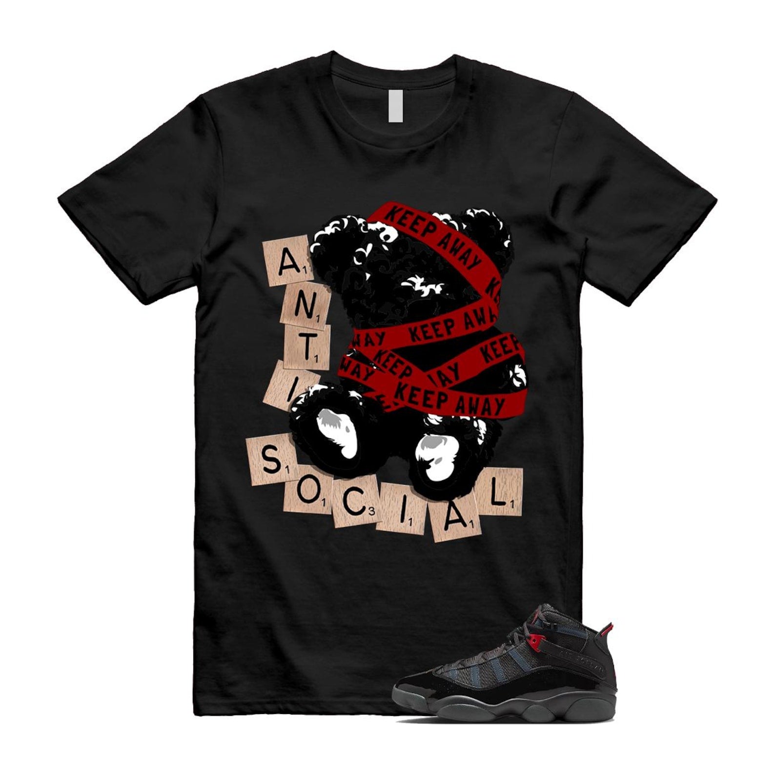 6 Rings Anthracite Black Fire Red T Shirt Match ANTI 322992-026 T-Shirt, Sneaker Match Tee